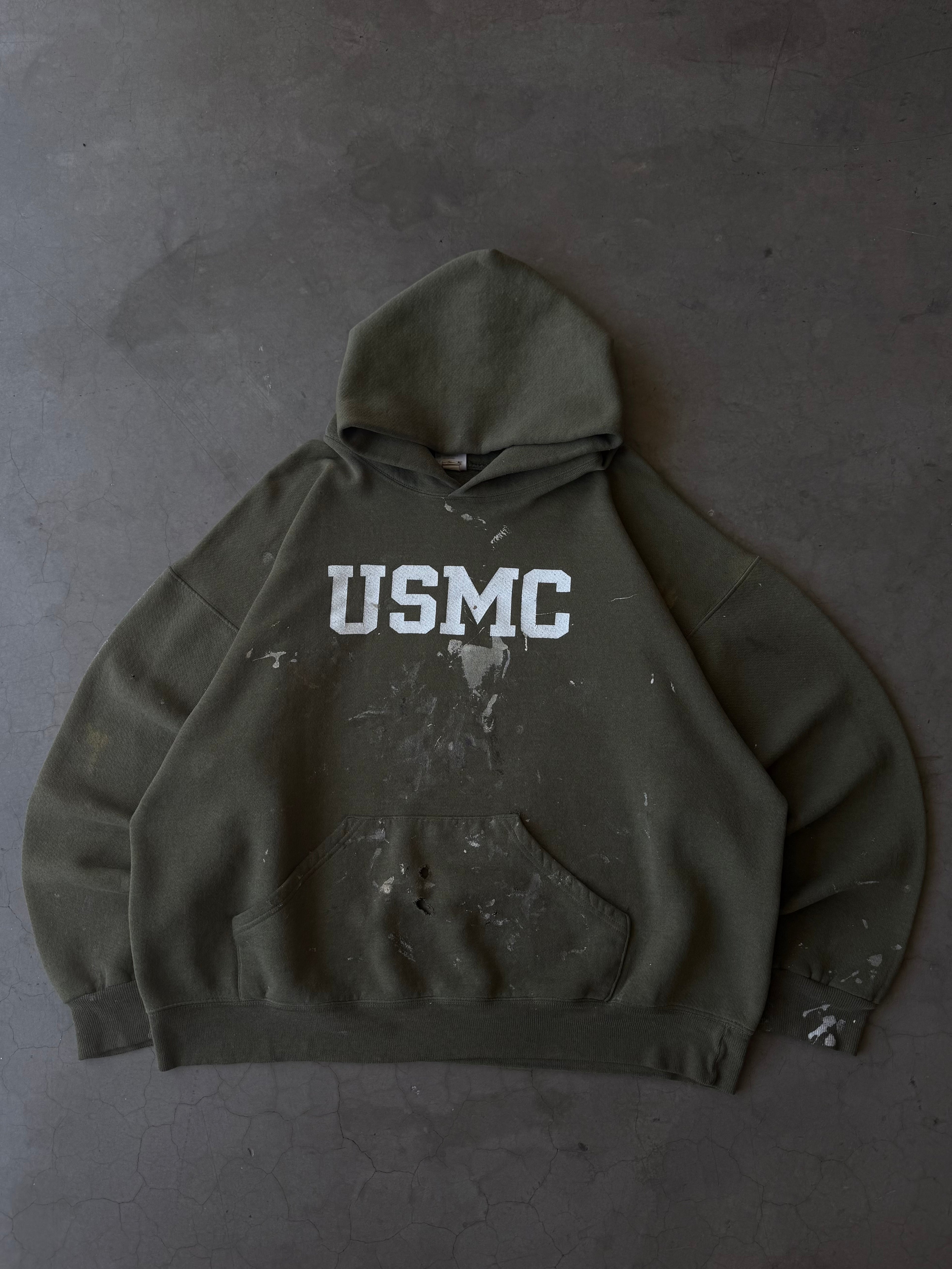 Early 2000s Painted & Distressed USMC Hoodie