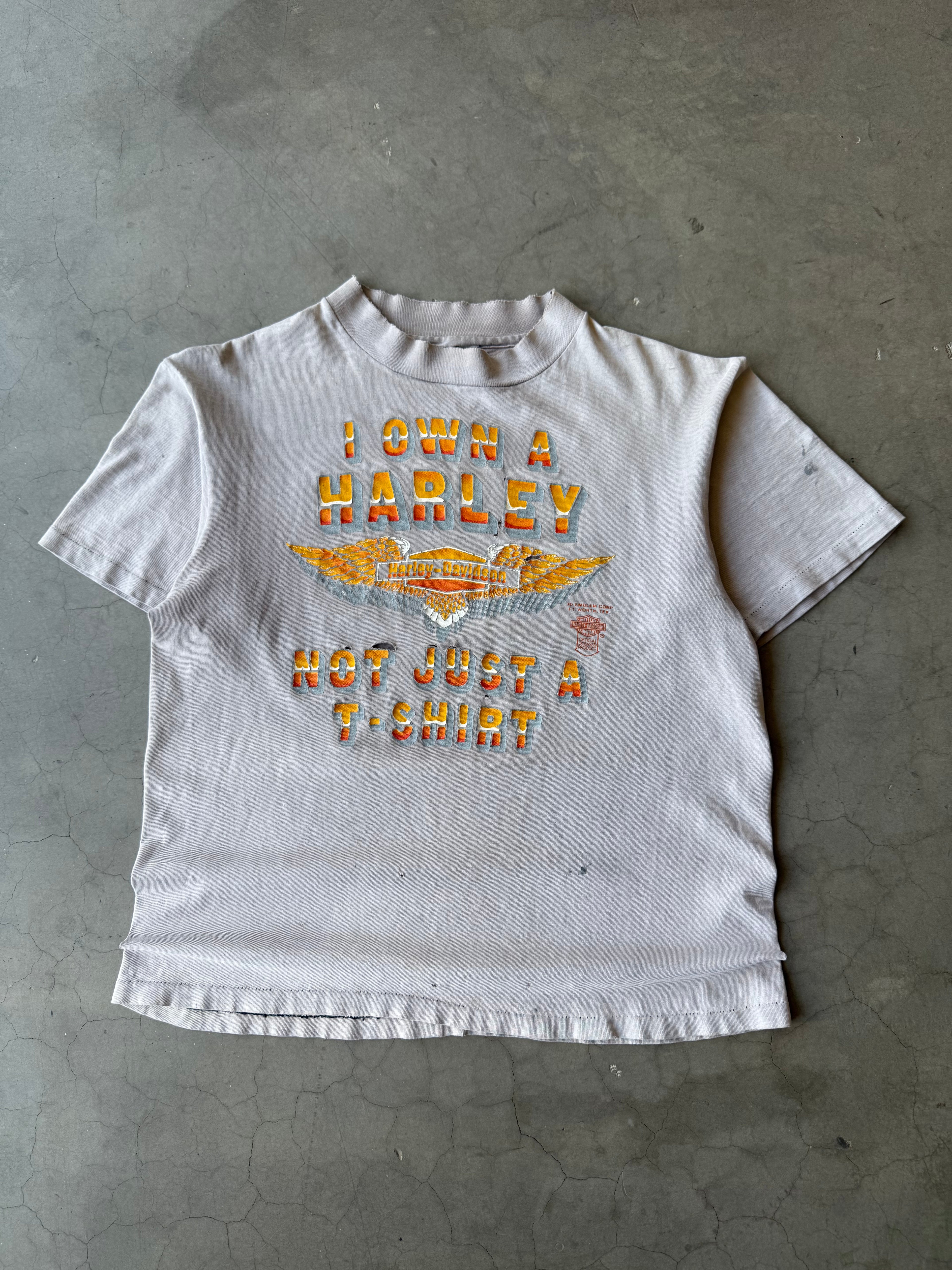 1980s Extremely Faded & Distressed I Own A Harley Tee(S)