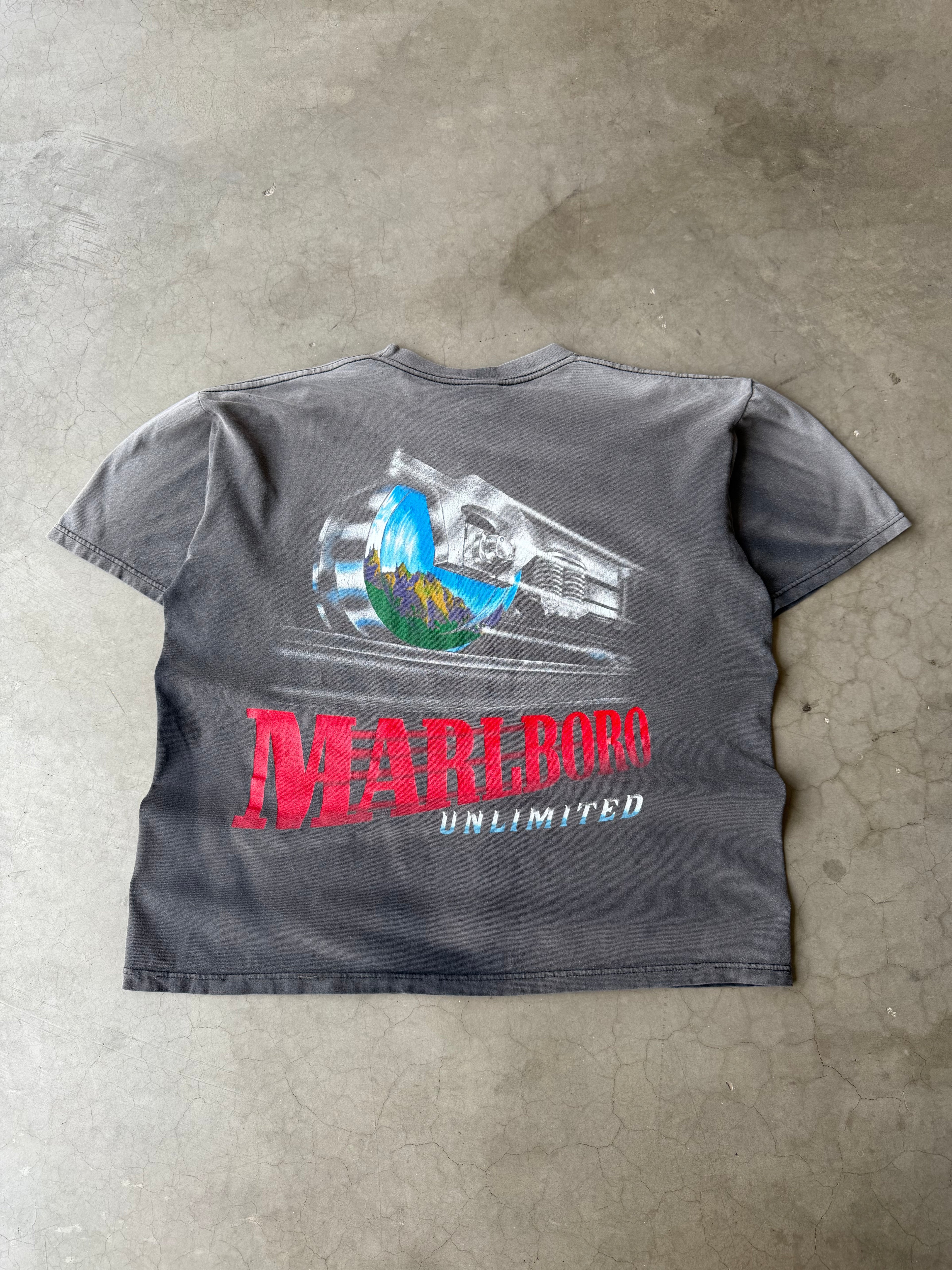 1990s Extremely Faded Marlboro Railroad Tee(XL)