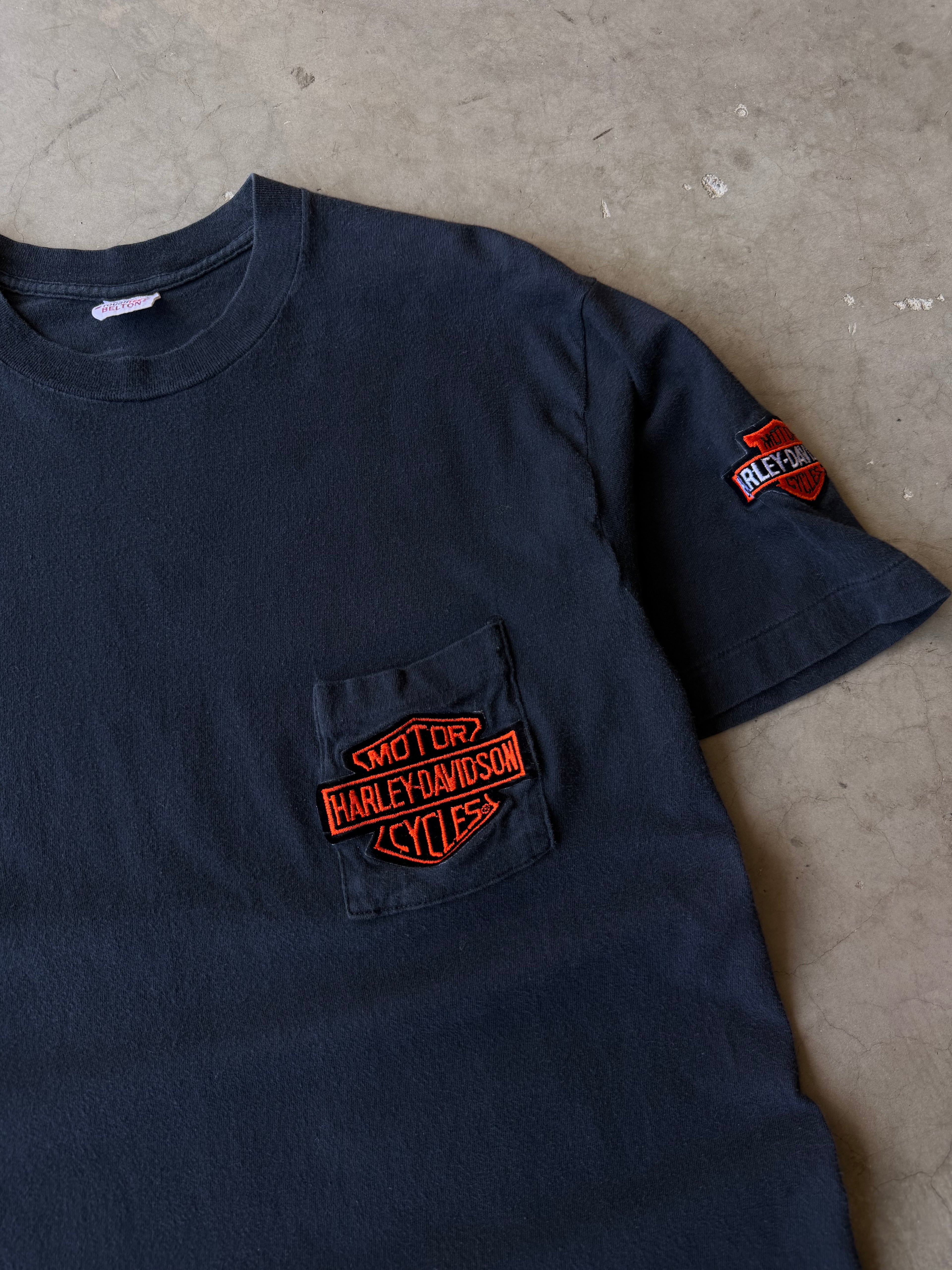 1980s Harley Davidson Embroidered Pocket Tee(L)