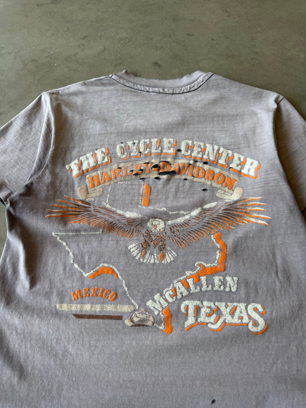 1980s Extremely Faded & Distressed Harley Davidson Eagle Tee(M)