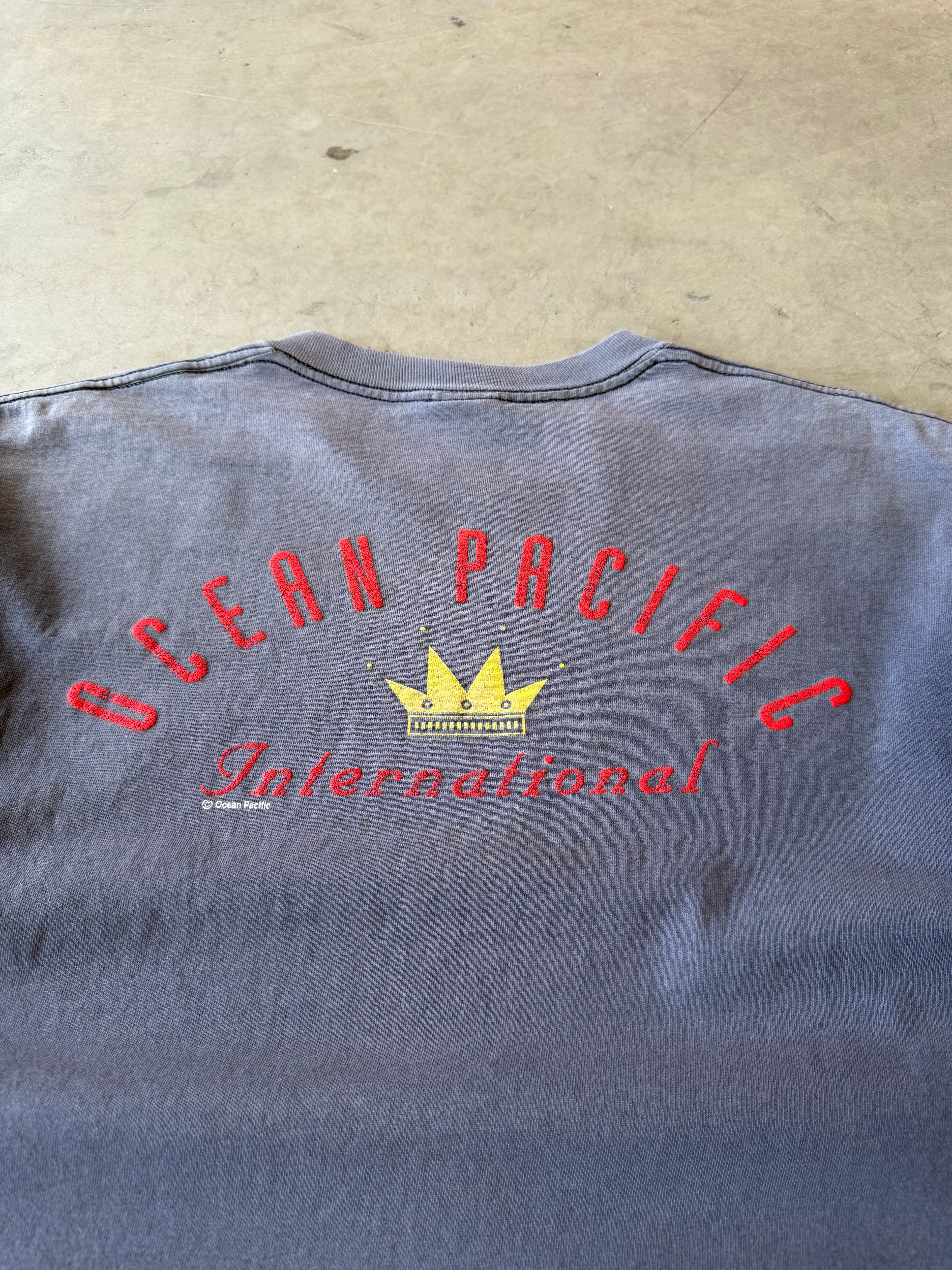 1990s Extremely Faded Ocean Pacific Crown Tee(L)