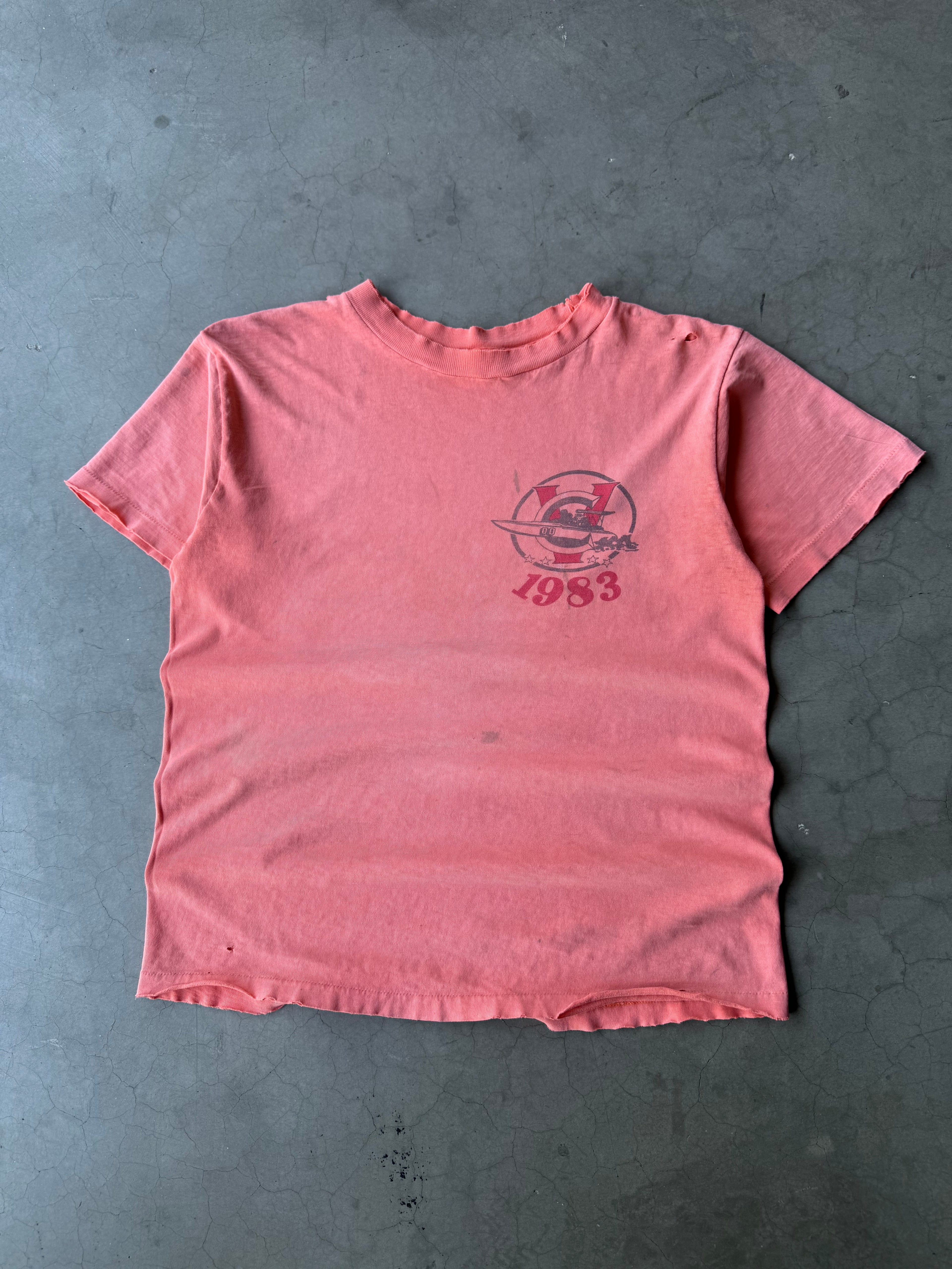 1980s Salmon Faded Boat Racing Tee(L)
