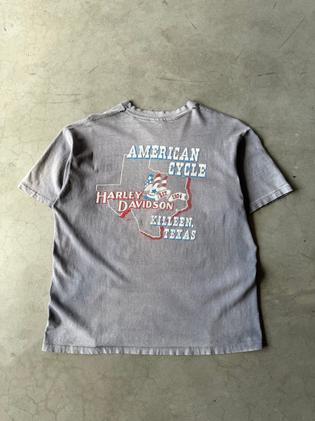 1980s Extremely Faded Harley Davidson Time Tested Tee(XL)