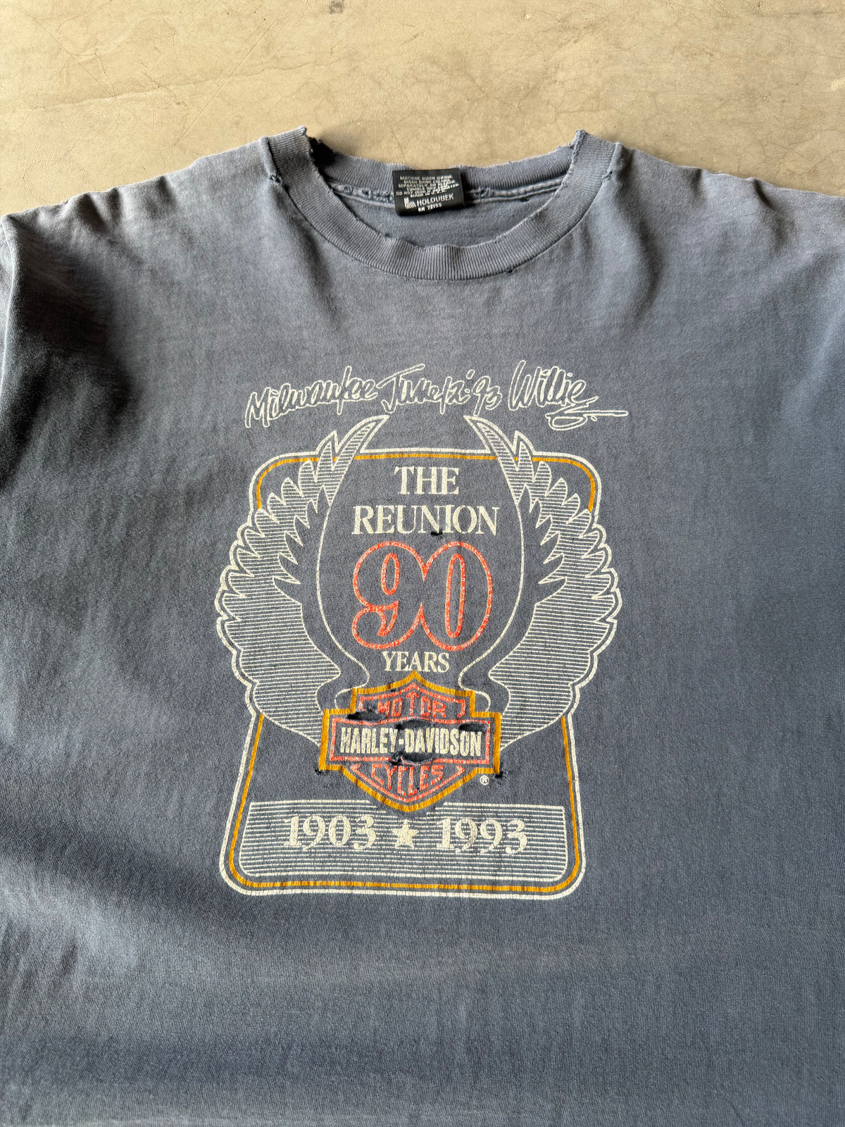 1990s Faded & Distressed Harley Davidson 90th Anniversary Tee(L)