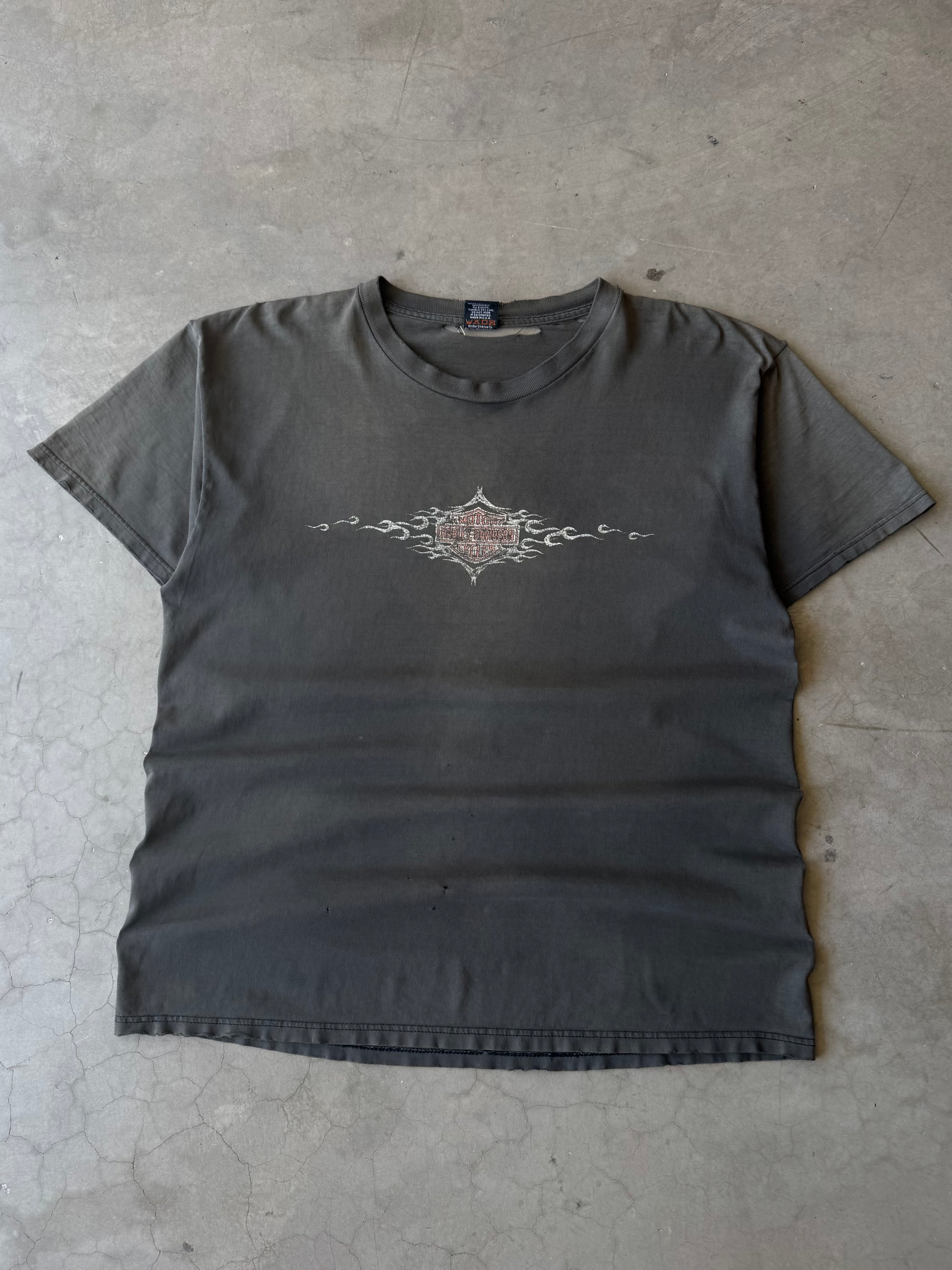 1990s Faded & Distressed Harley Davidson Cyber Chrome Tee(XL)