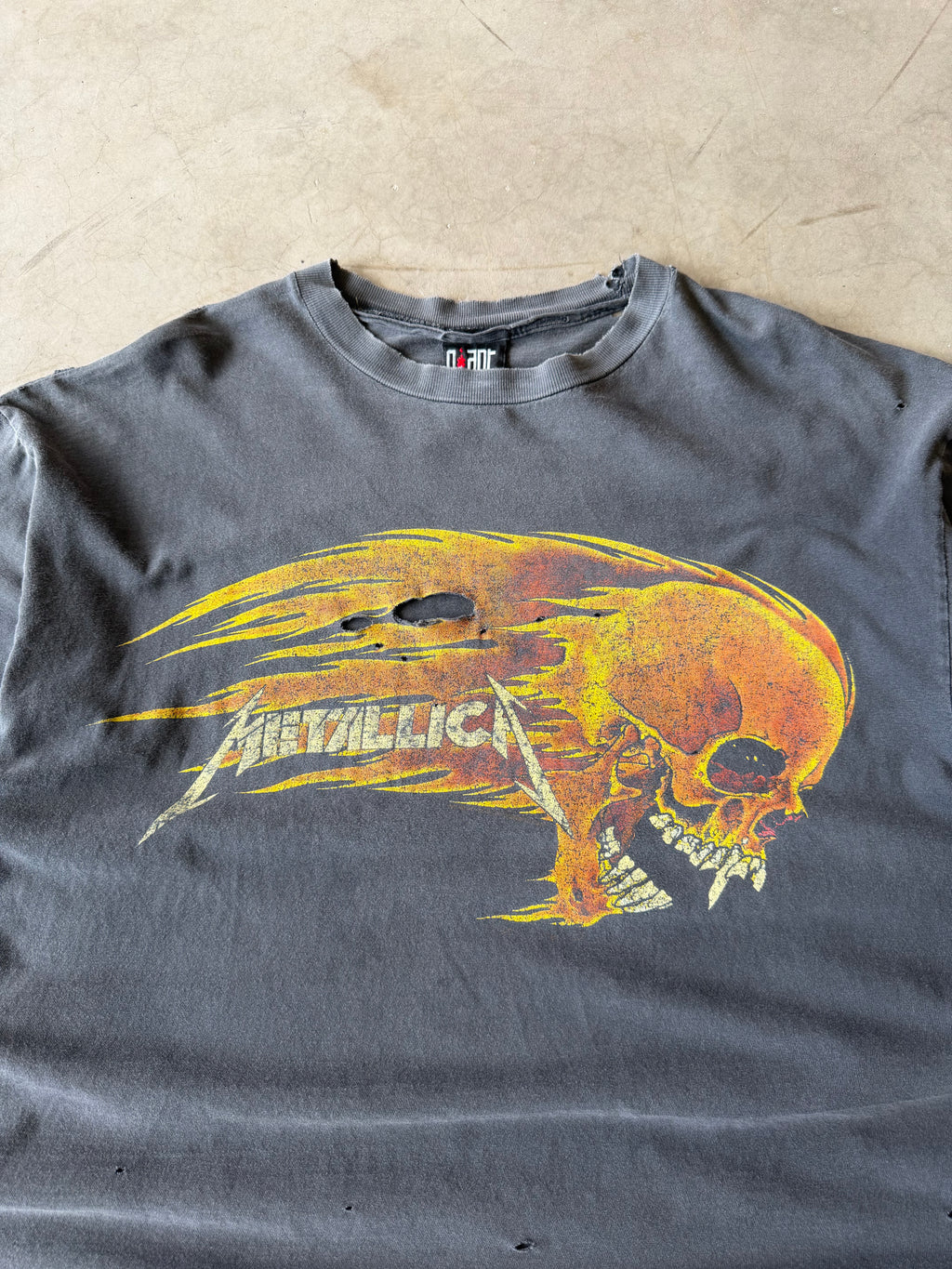 1990s Faded & Distressed Metallica Pushead Flaming Skull Tee(XL)
