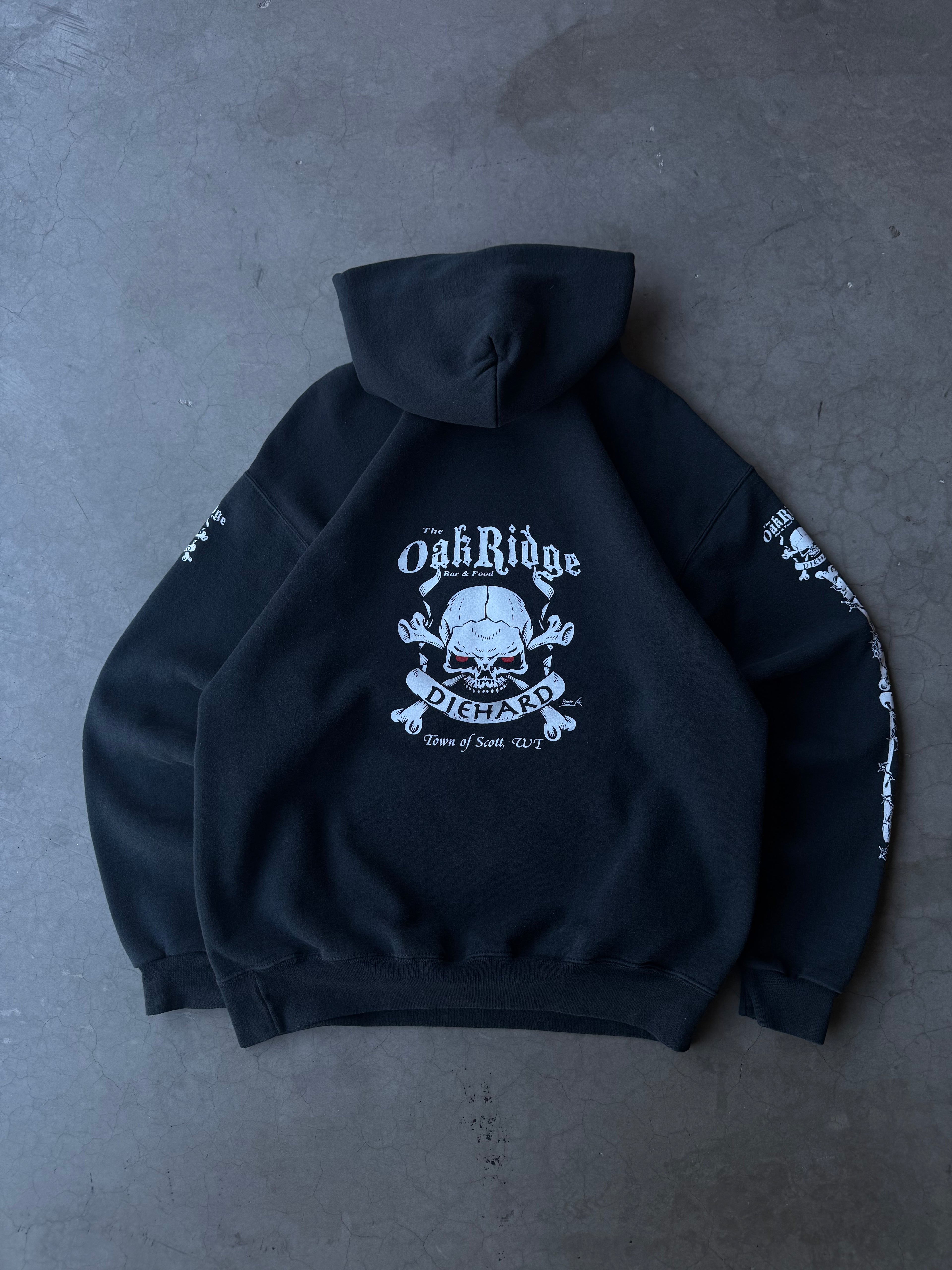 Early 2000s Die Hard Barbwire Skull Hoodie
