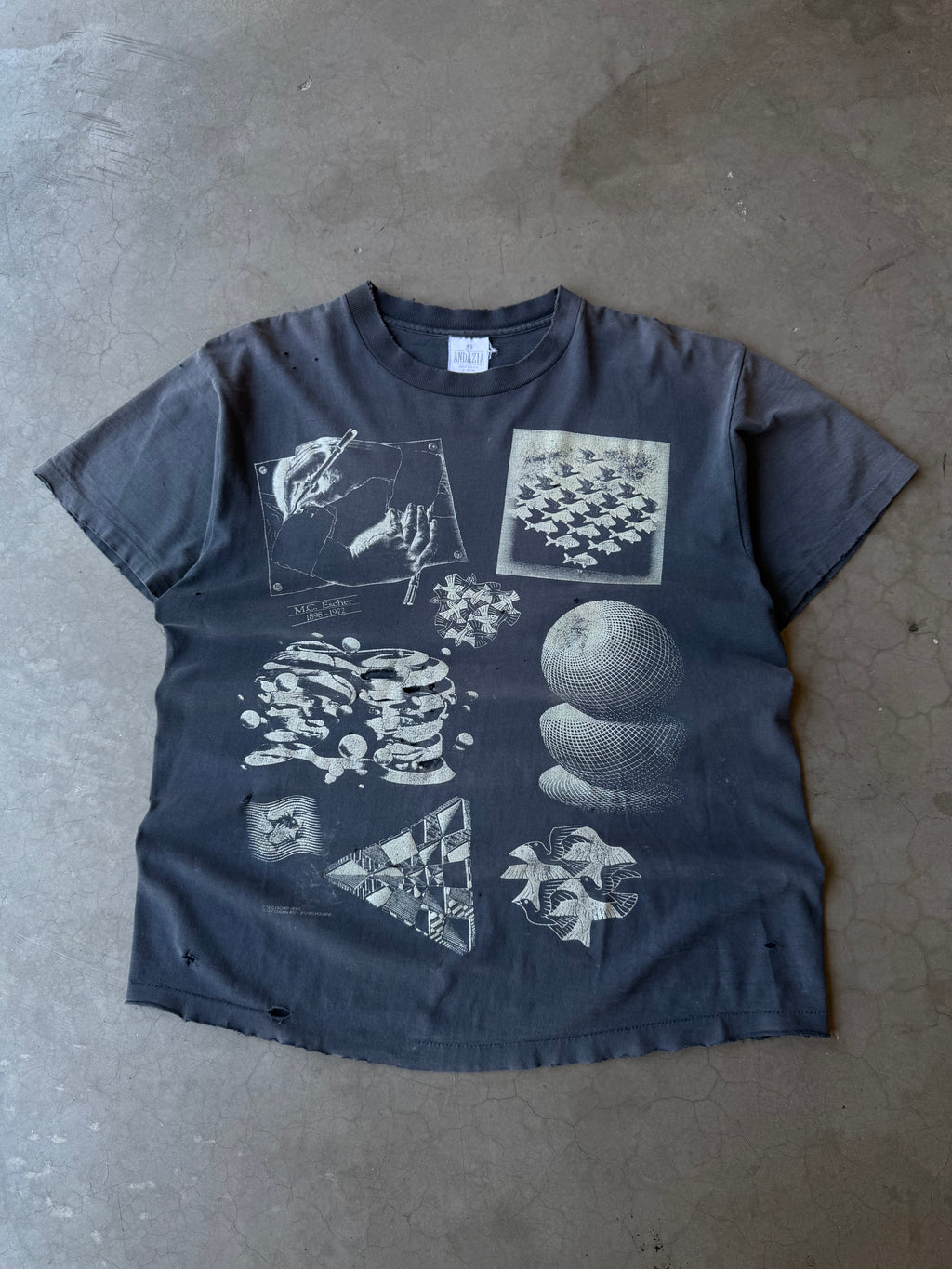 1990s Faded & Distressed MC Escher Art Tee(XL)