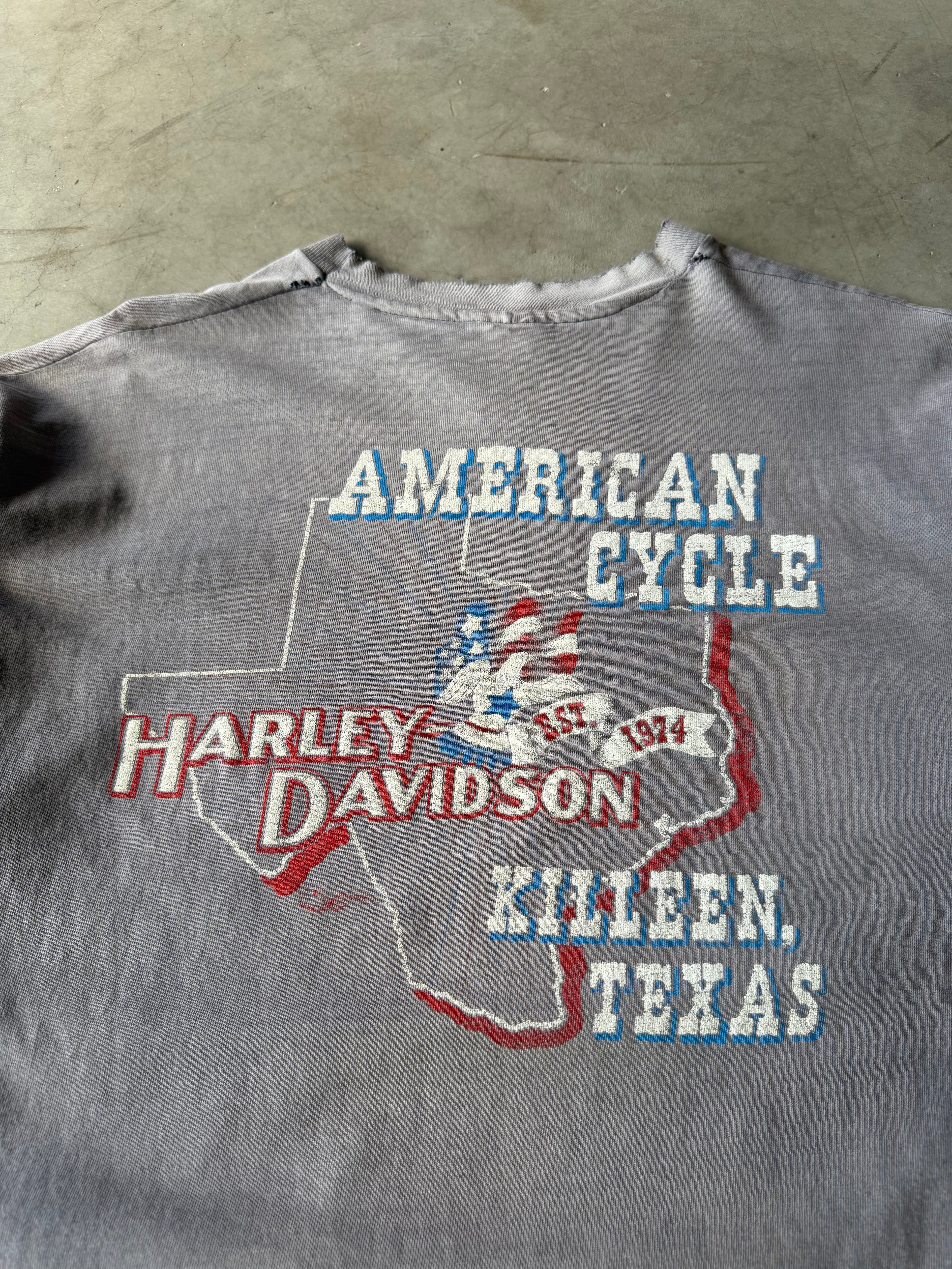 1980s Extremely Faded Harley Davidson Time Tested Tee(XL)