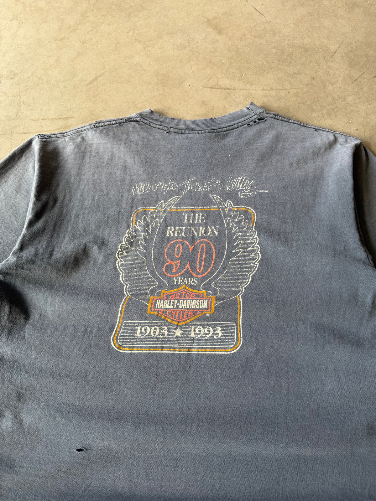 1990s Faded & Distressed Harley Davidson 90th Anniversary Tee(L)