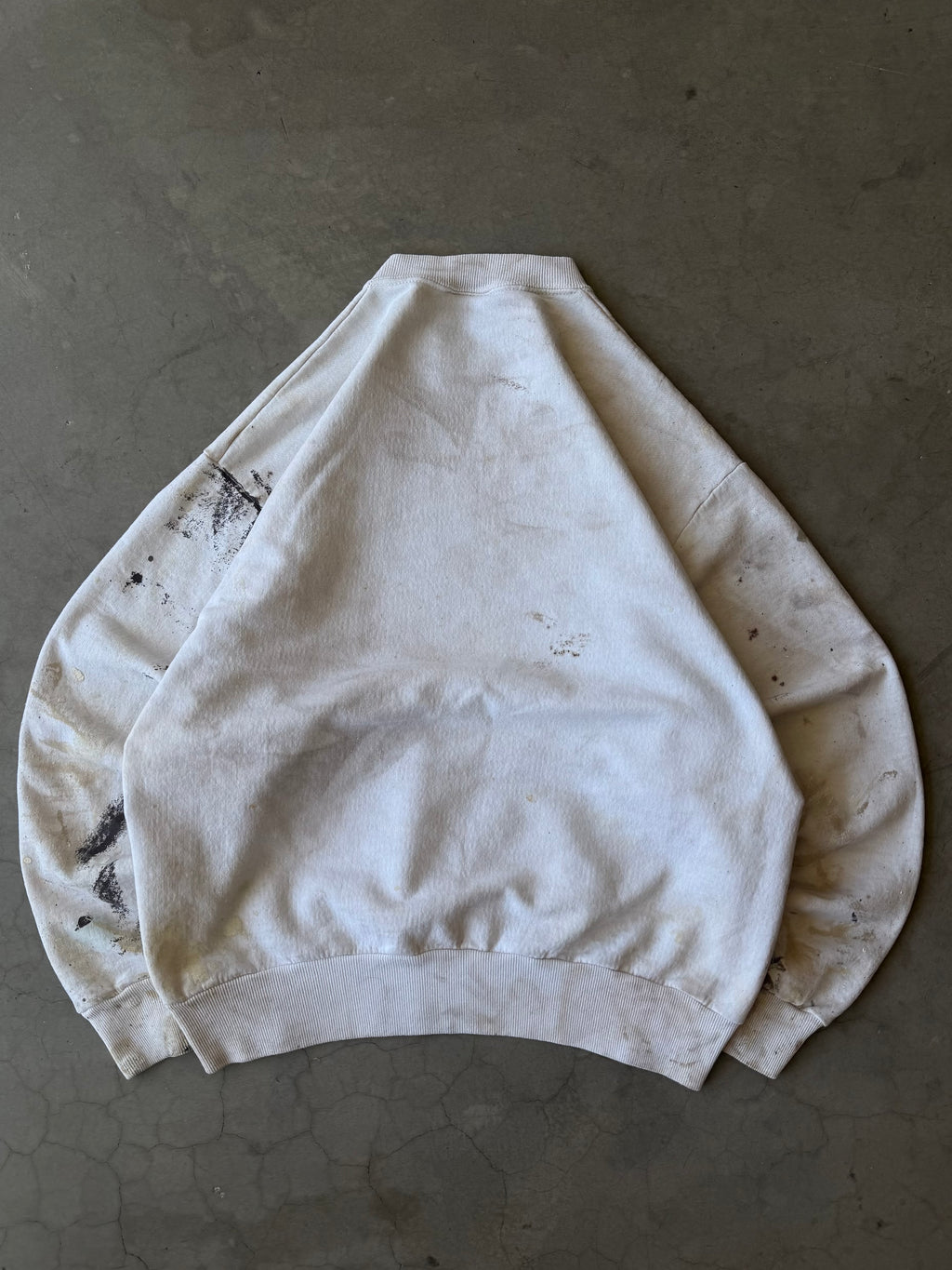 1990s Extremely Painted White Blank Sweater(S)