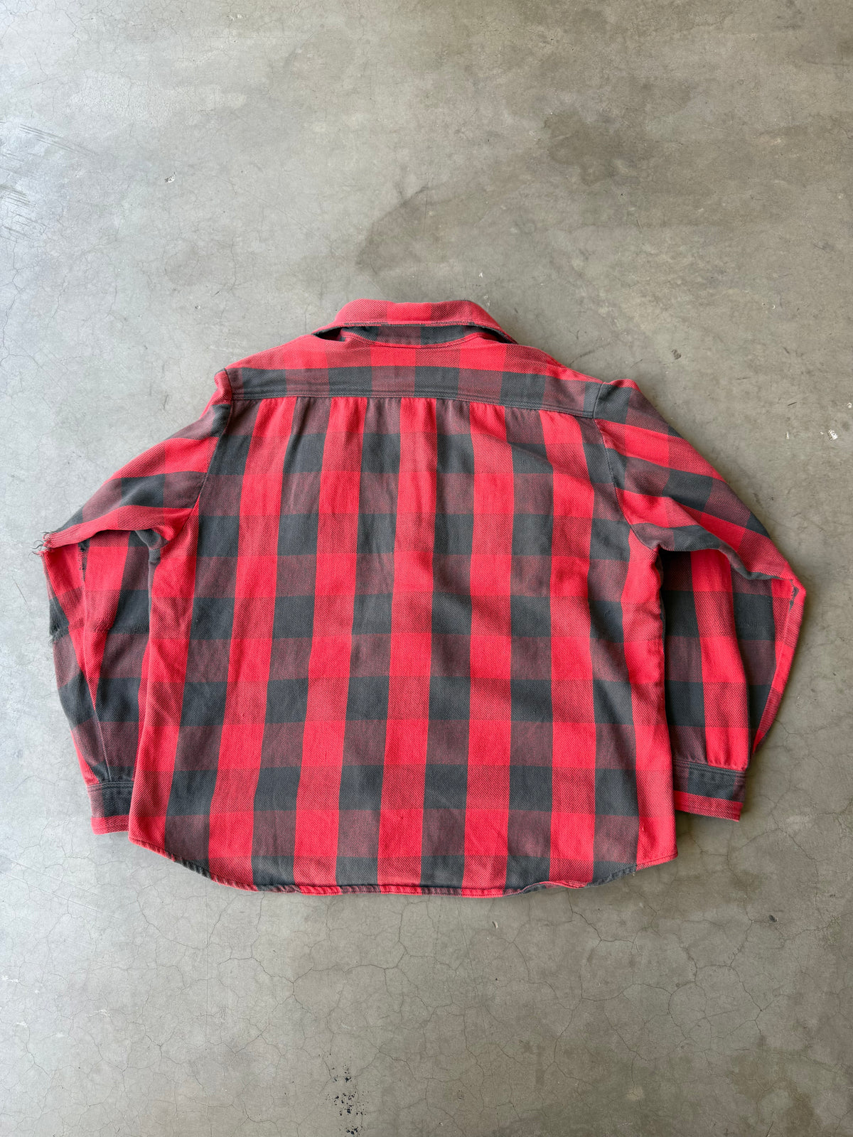 1990s Distressed Plaid Cotton Button up(XL)