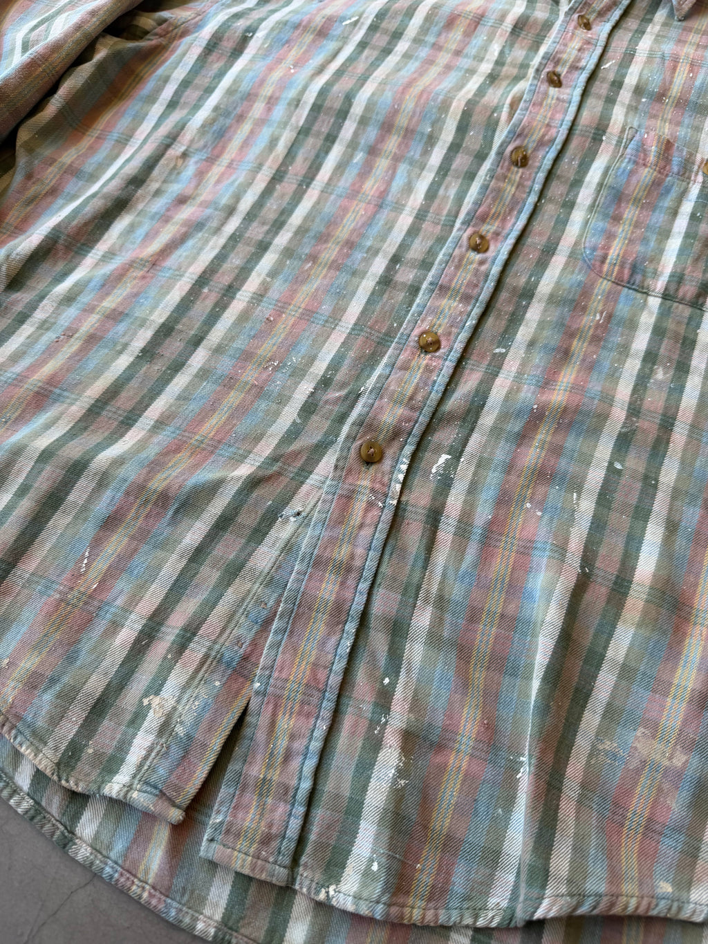 1990s Painted Plaid Cotton Button Up