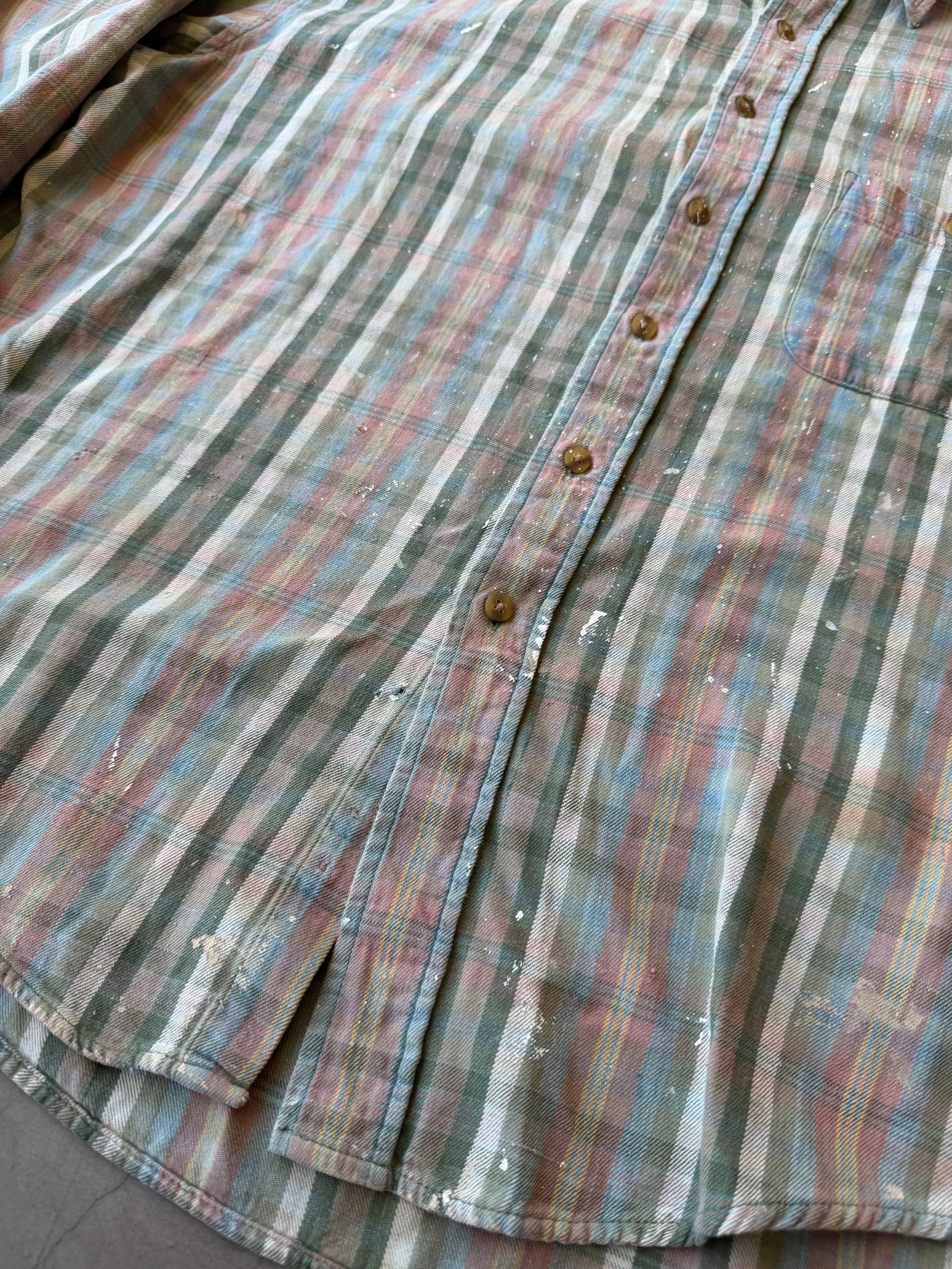 1990s Painted Plaid Cotton Button Up