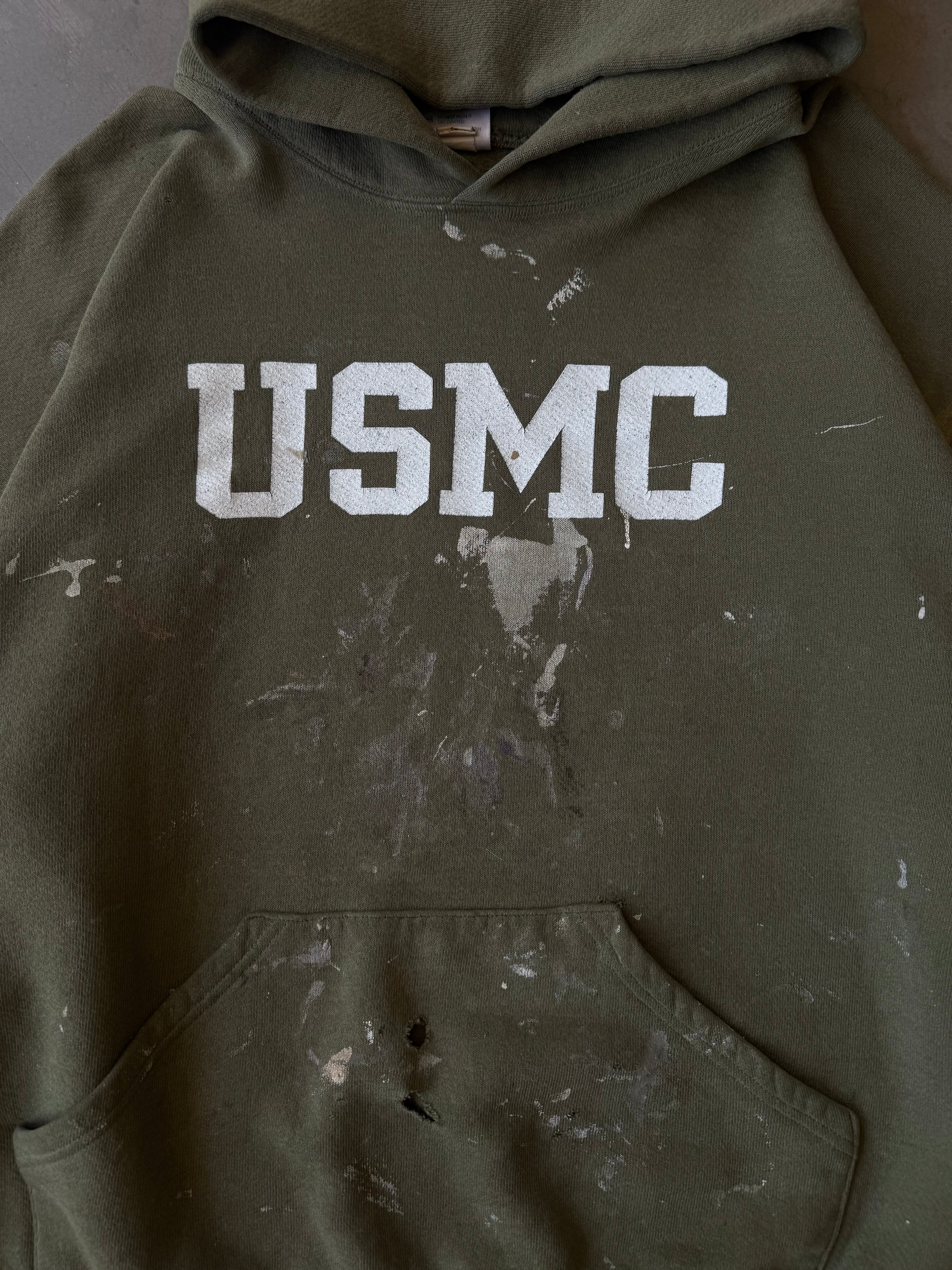 Early 2000s Painted & Distressed USMC Hoodie