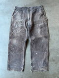 Extremely Faded & Distressed Brown Carhartt Double Knee Pants(36x30)