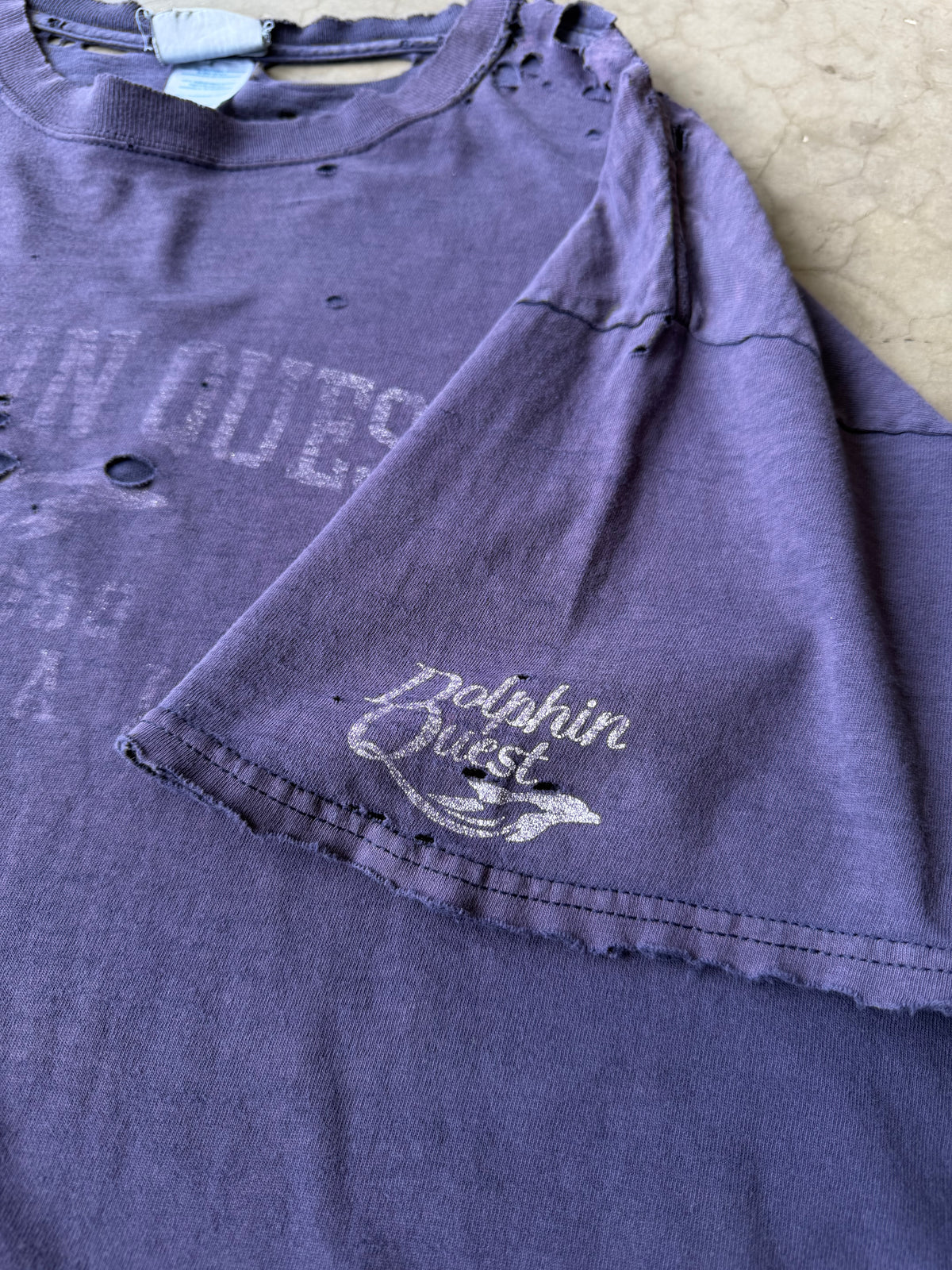Early 2000s Extremely Distressed Dolphin Quest Tee(XL)