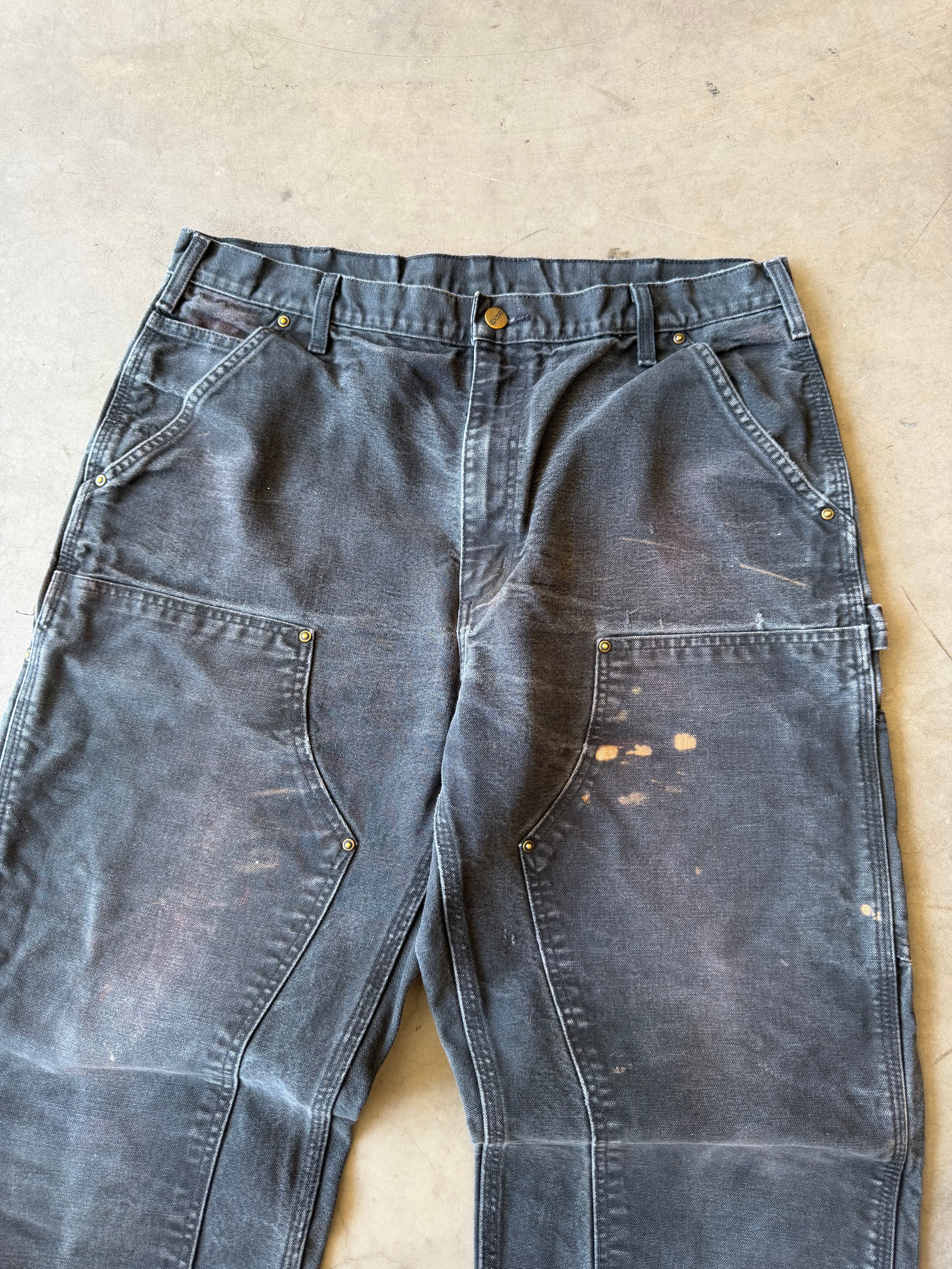 Faded Black Carhartt Double Knee Pants(36x30)