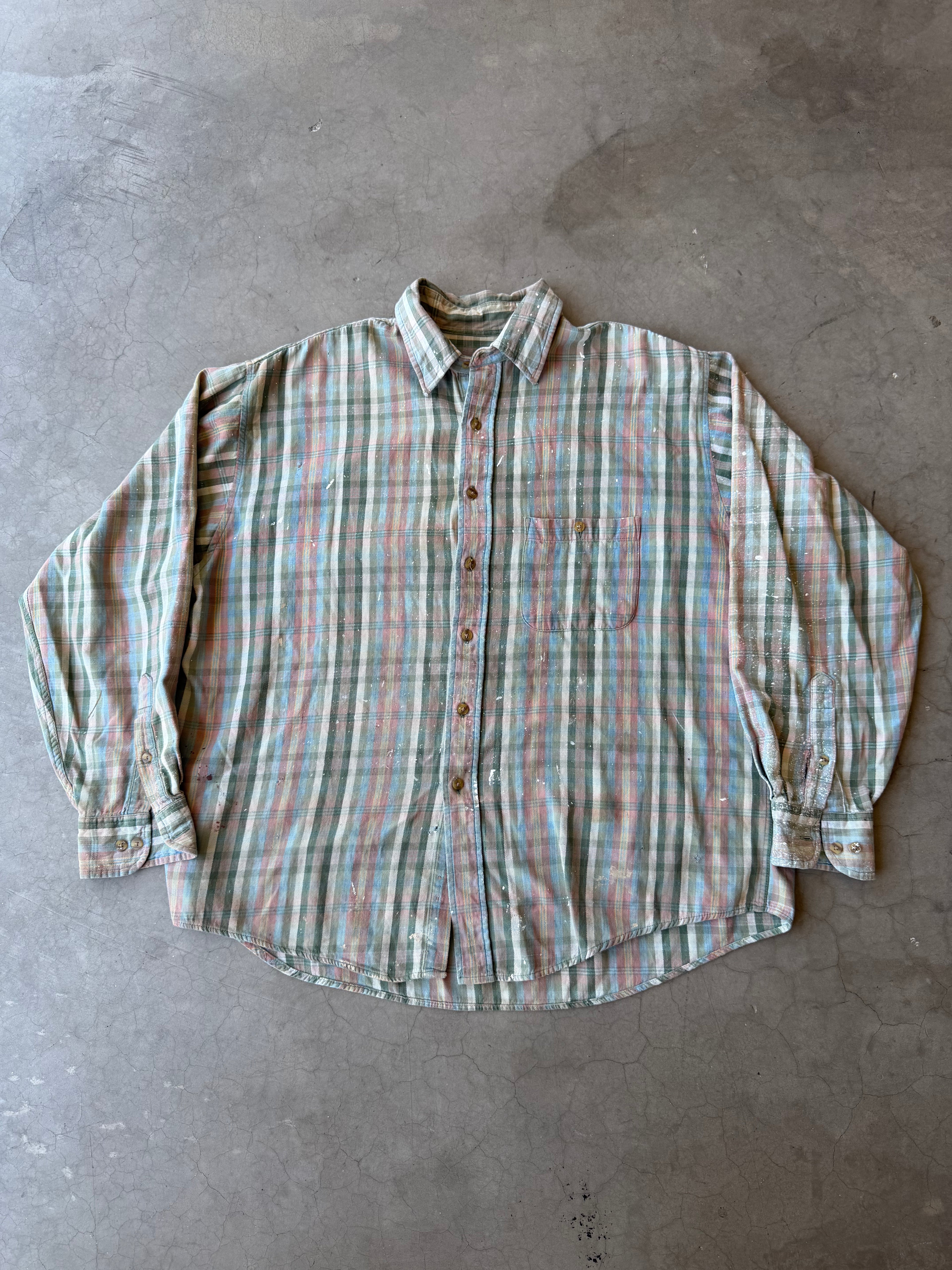 1990s Painted Plaid Cotton Button Up