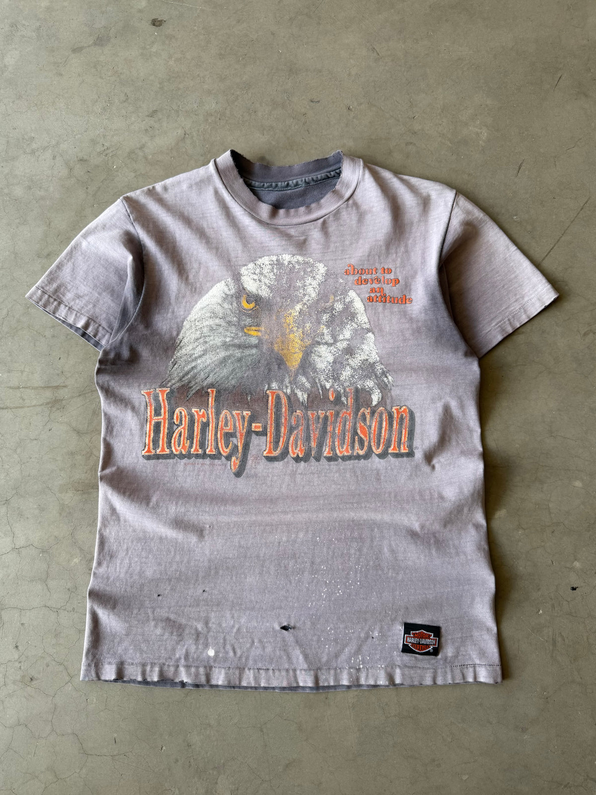 1980s Extremely Faded & Distressed Harley Davidson Eagle Tee(M)