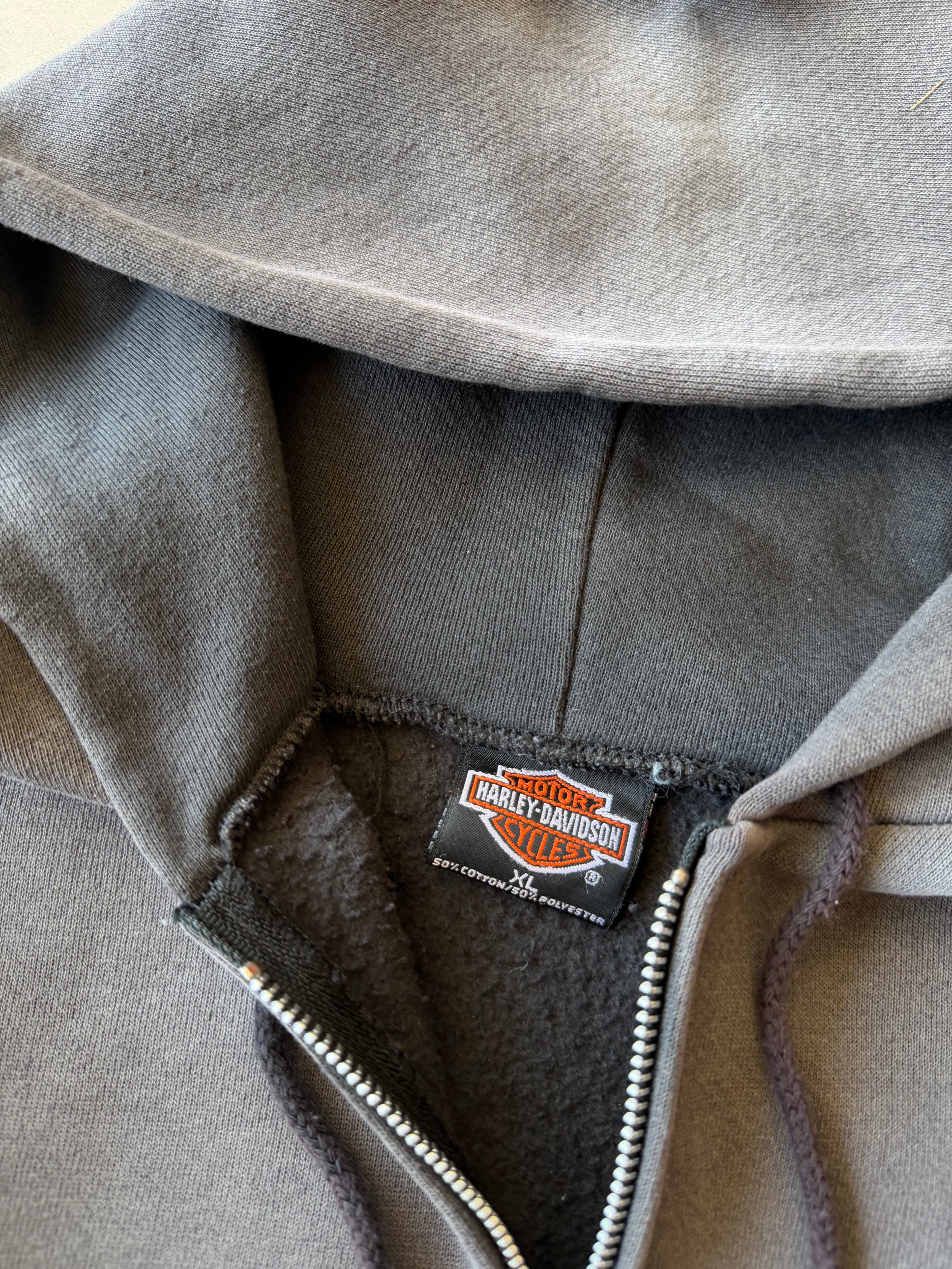 1990s Extremely Faded Harley Davidson Flame Hoodie(XL)