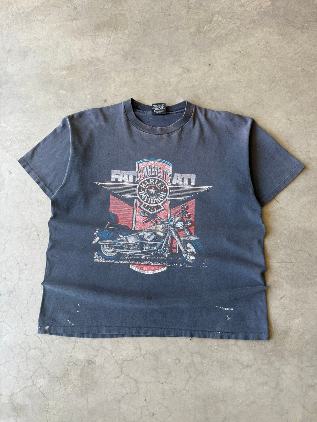 1990s Faded & Distressed Harley Davidson Fat Where it’s At(XL)