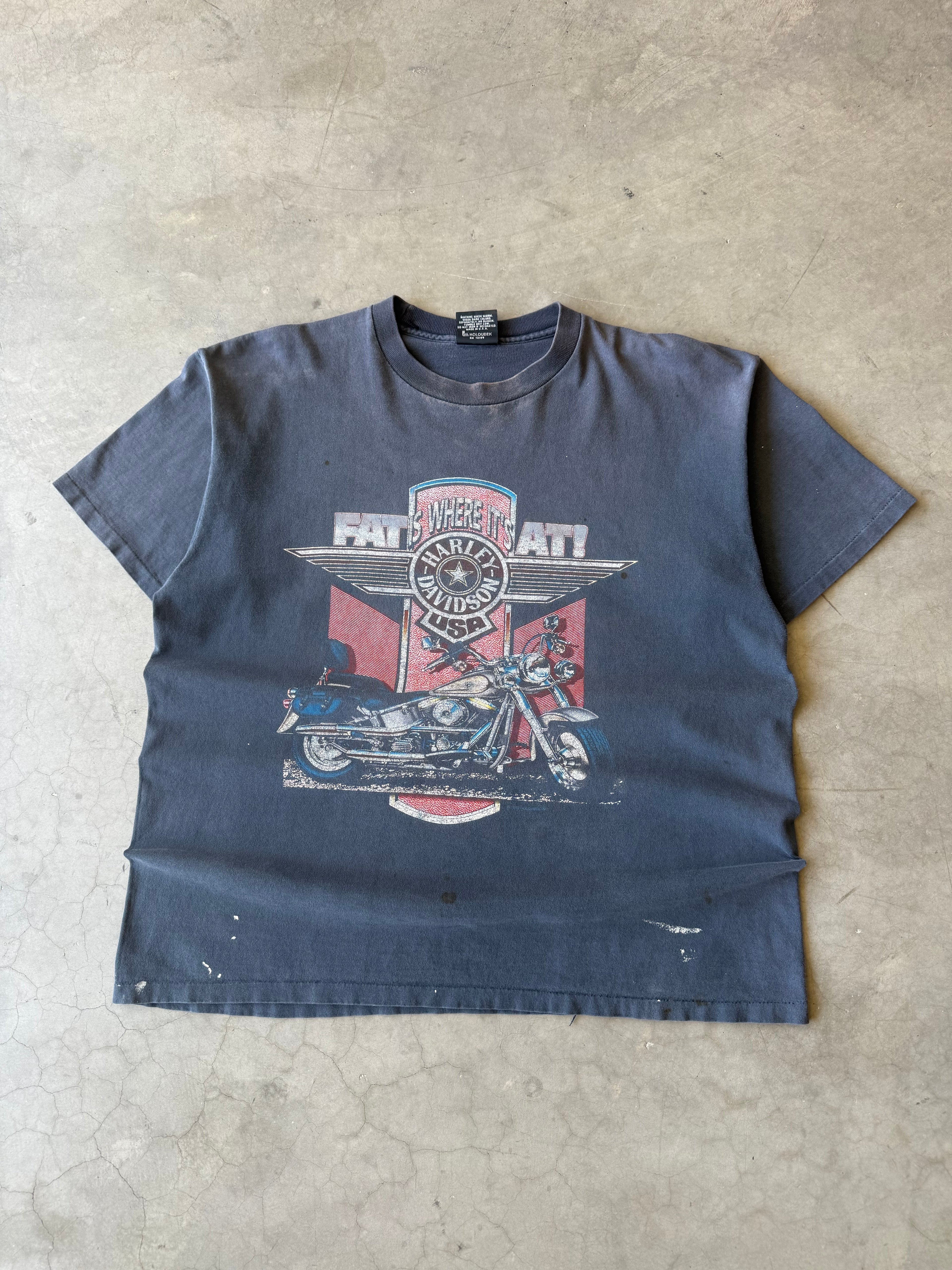 1990s Faded & Distressed Harley Davidson Fat Where it’s At(XL)