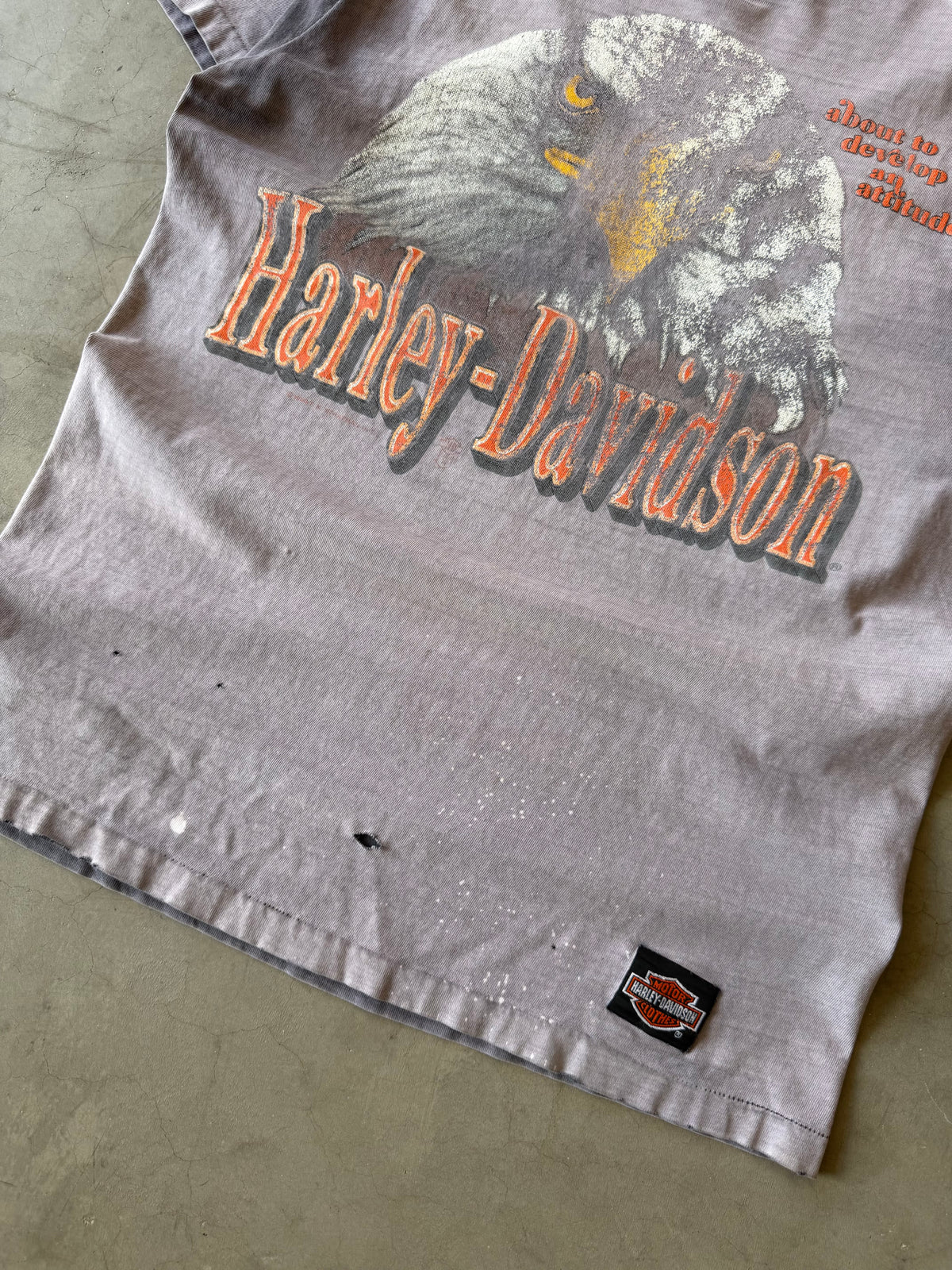 1980s Extremely Faded & Distressed Harley Davidson Eagle Tee(M)