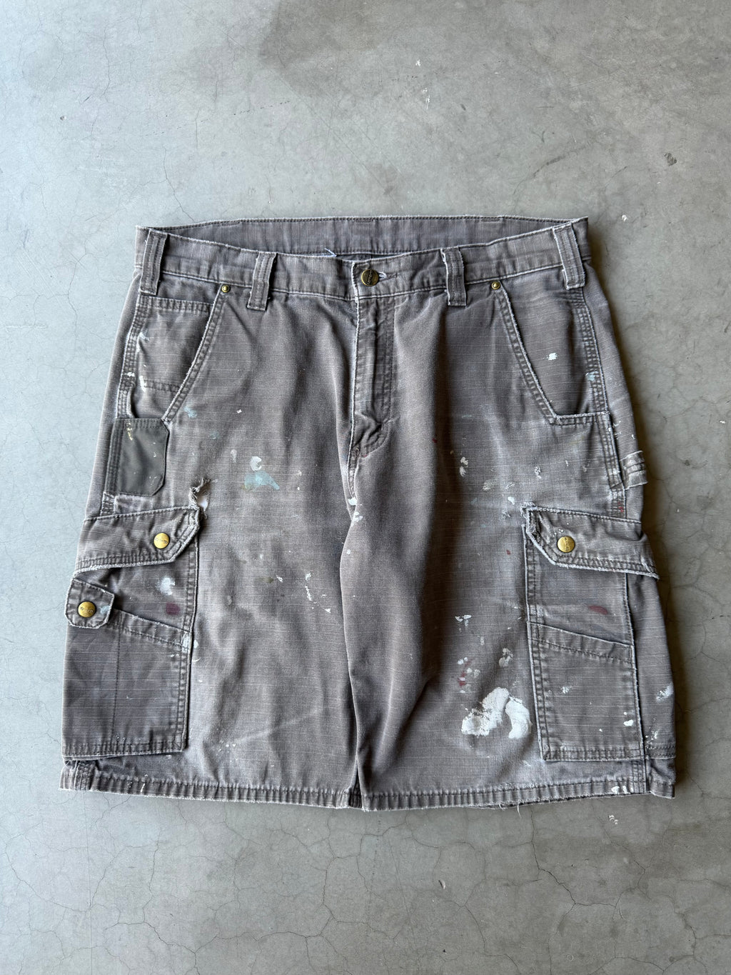 Painted & Distressed Carhartt Cargo Shorts(35)