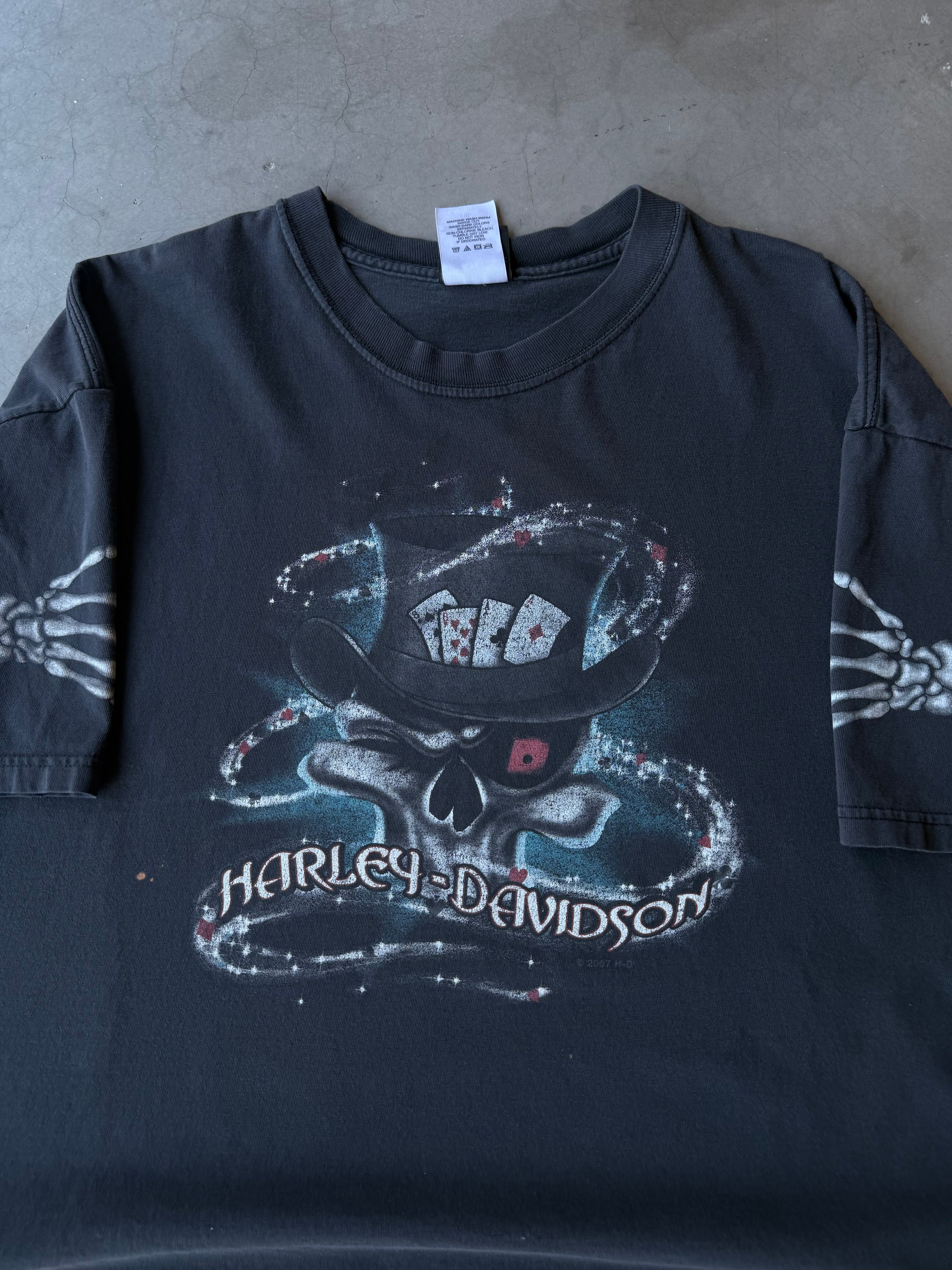 Early 2000s Faded Harley Davidson Skull Magic Tee(XXL)