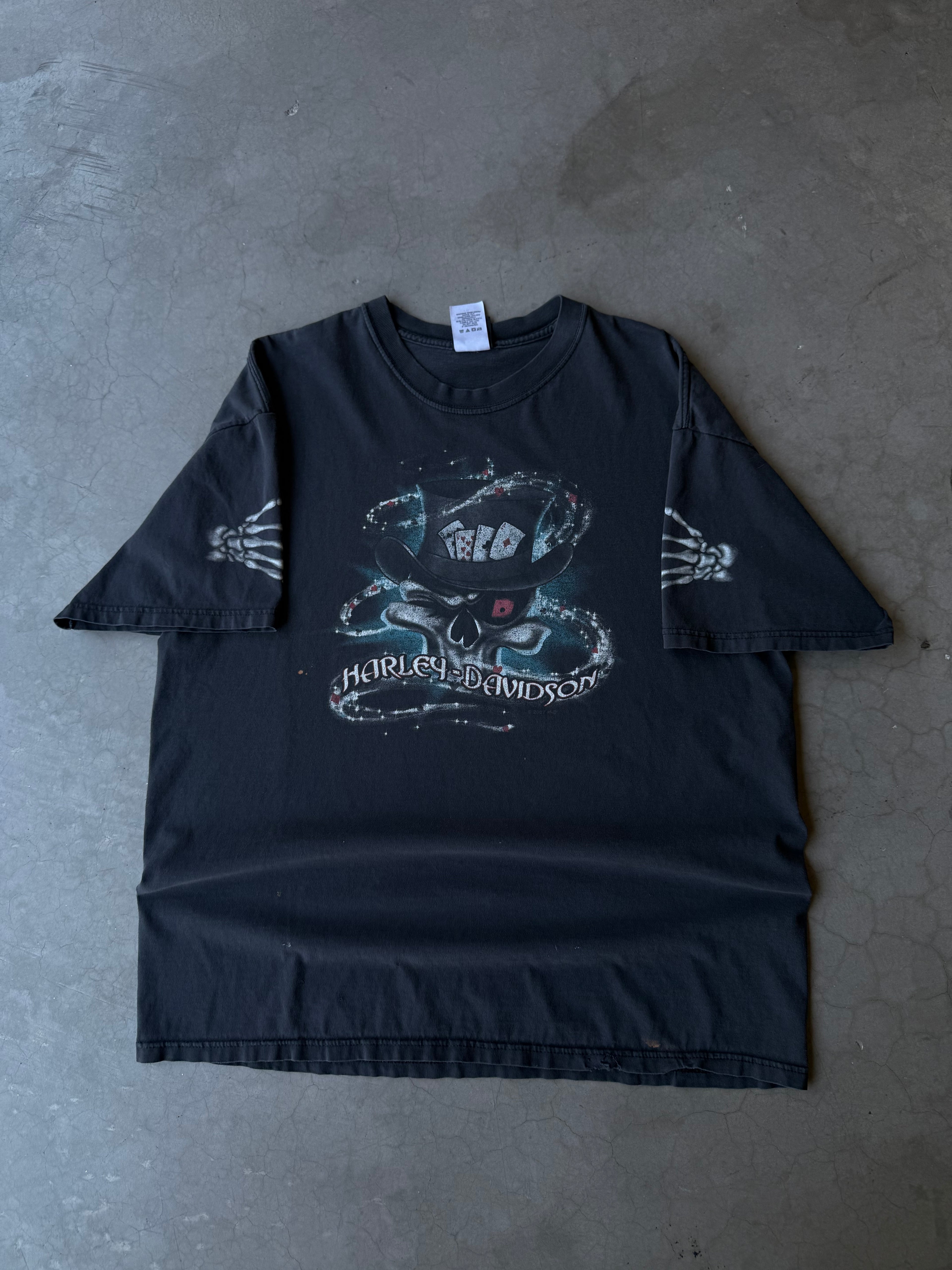 Early 2000s Faded Harley Davidson Skull Magic Tee(XXL)
