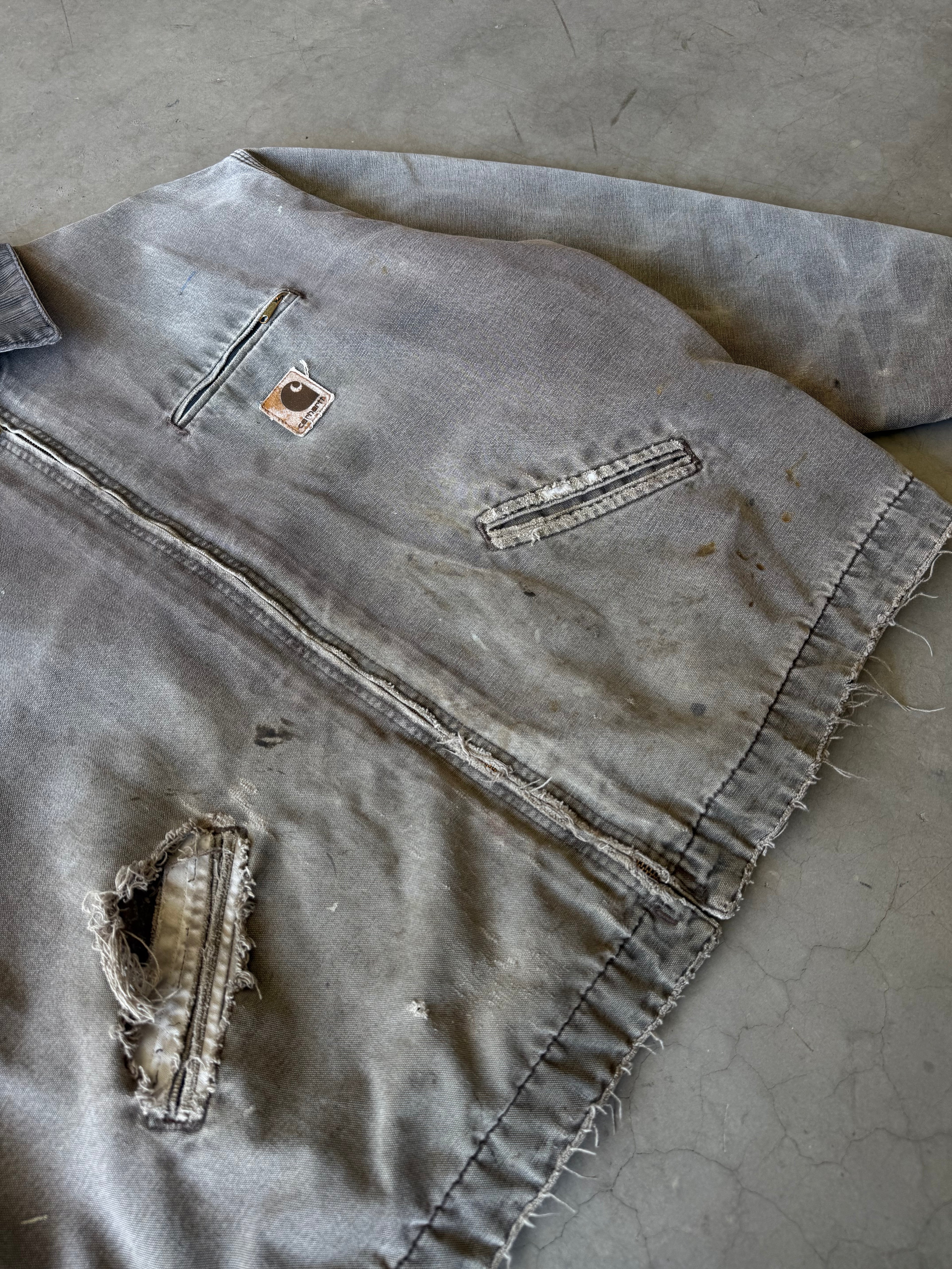1990s Extremely Faded & Distressed Brown Carhartt Detroit Jacket(XL)