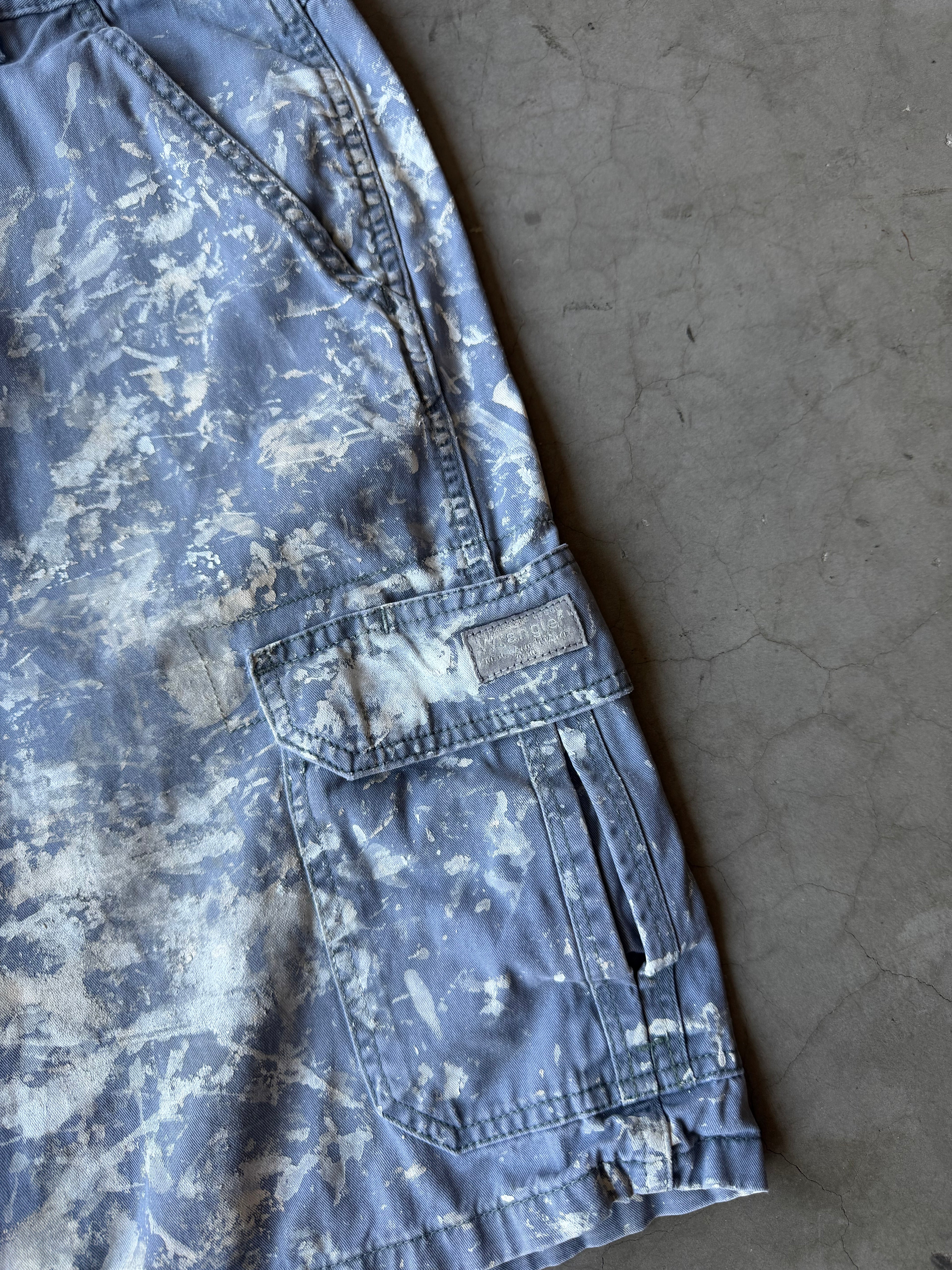 Extremely Painted Grey Wrangler Cargo Shorts(36)