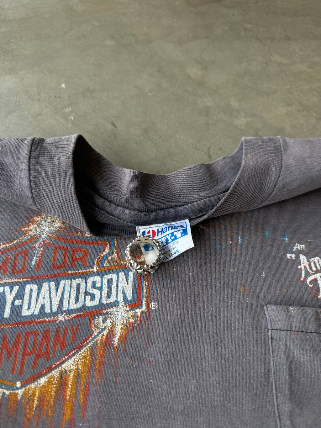 1980s Faded Harley Davidson Shield Pocket Tee(XL)