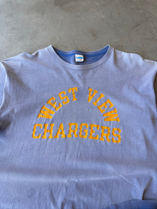 1970s Extremely Faded Champion West View Charger Tee(XL)
