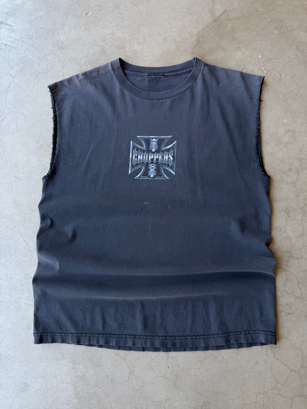 Early 2000s Faded & Distressed West Coast Choppers Pinstripe Tank Tee(L)