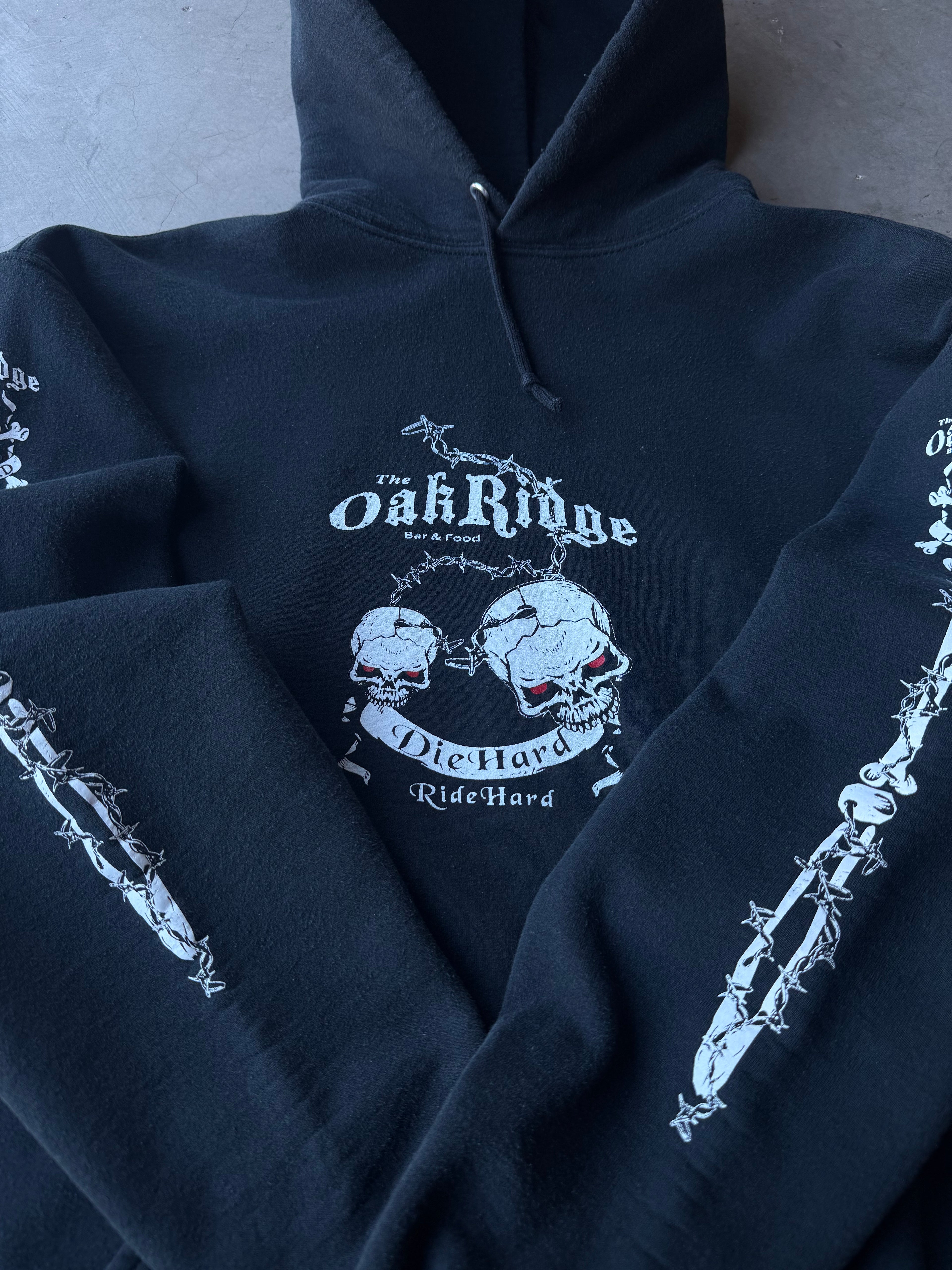 Early 2000s Die Hard Barbwire Skull Hoodie