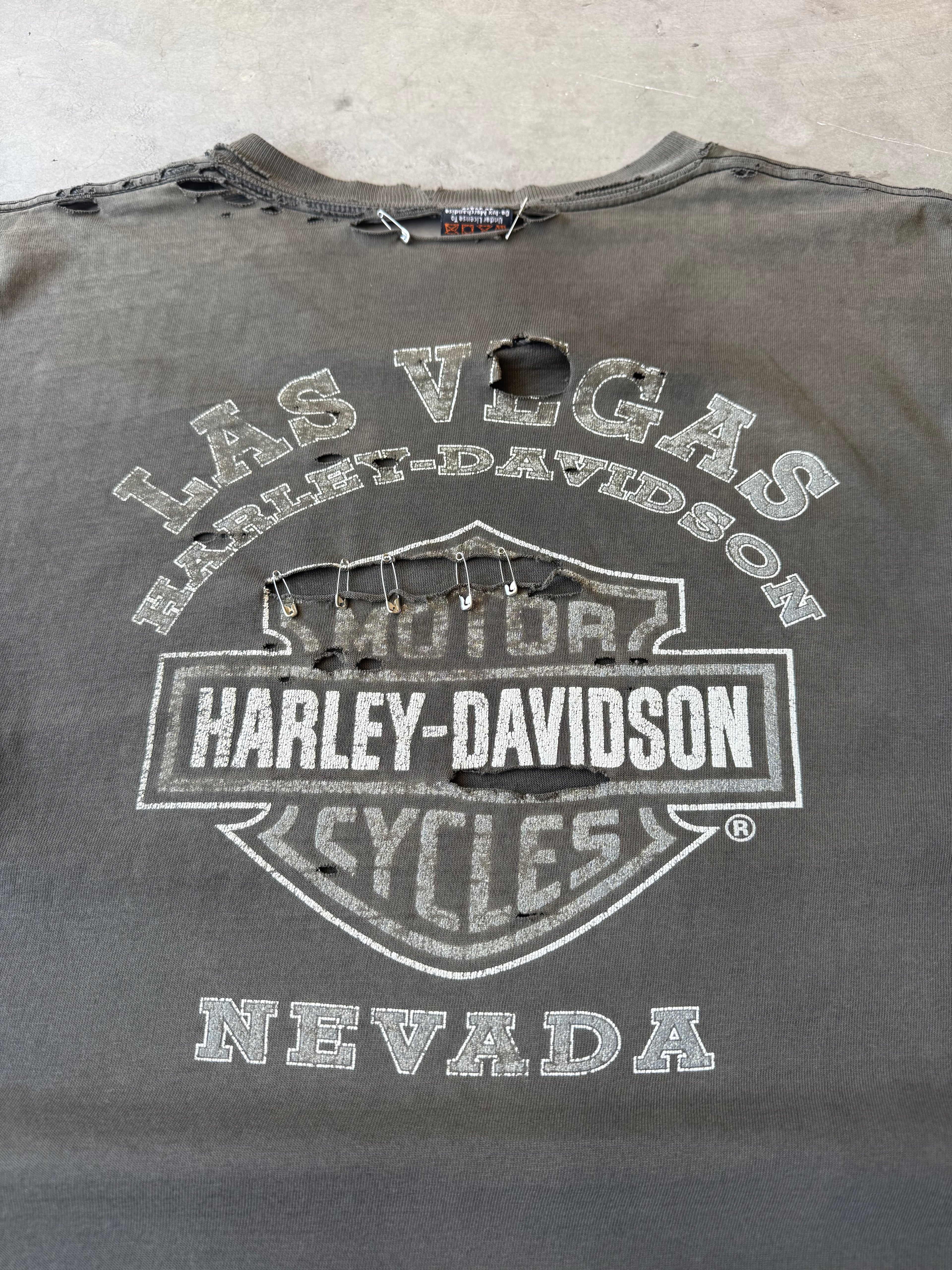 1990s Faded & Distressed Harley Davidson Cyber Chrome Tee(XL)