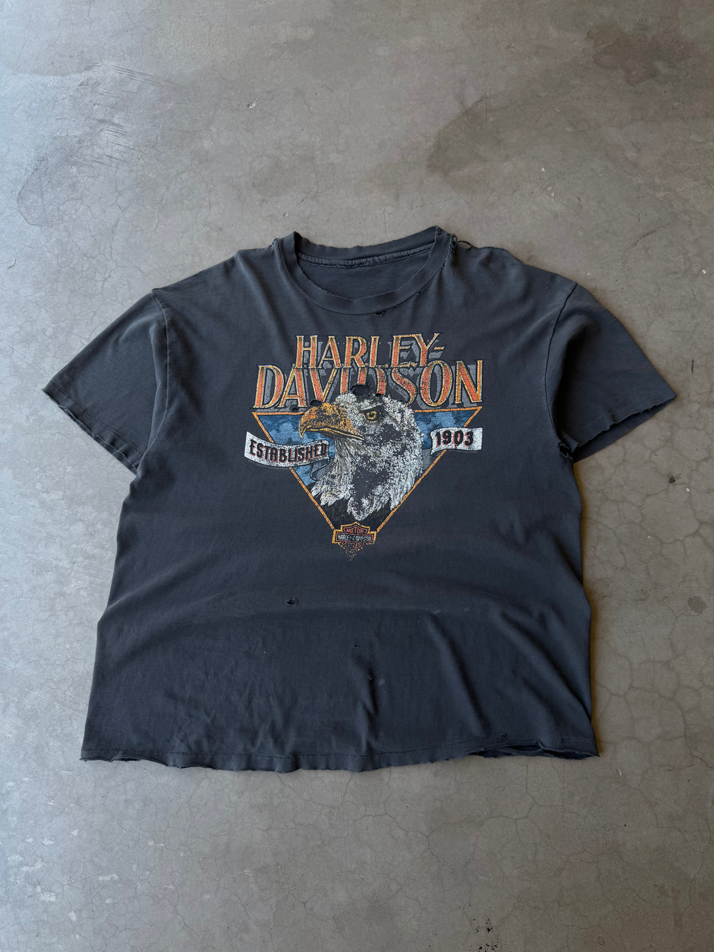 1990s Faded & Distressed Harley Davidson Tee(XL)