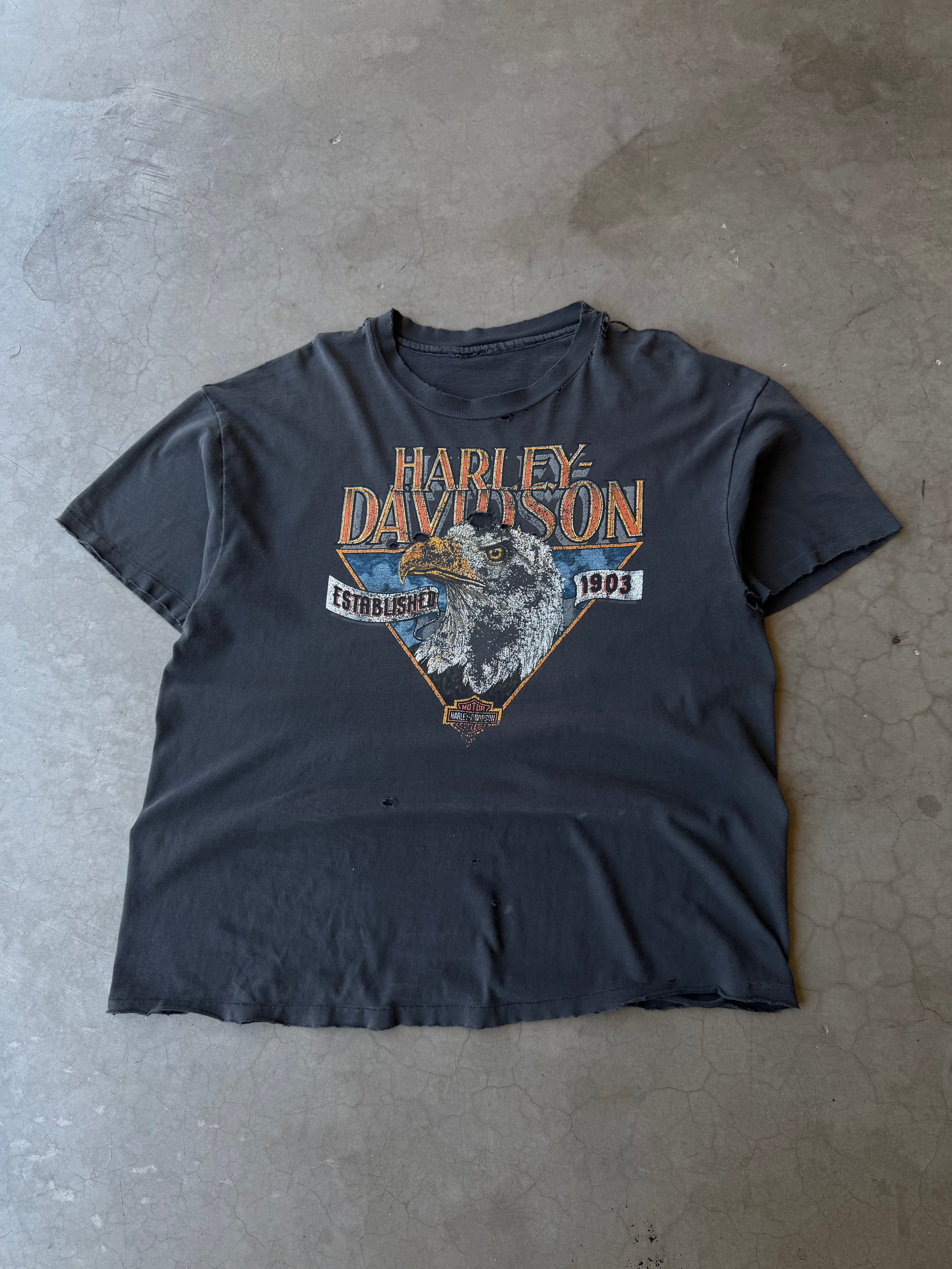 1990s Faded & Distressed Harley Davidson Tee(XL)