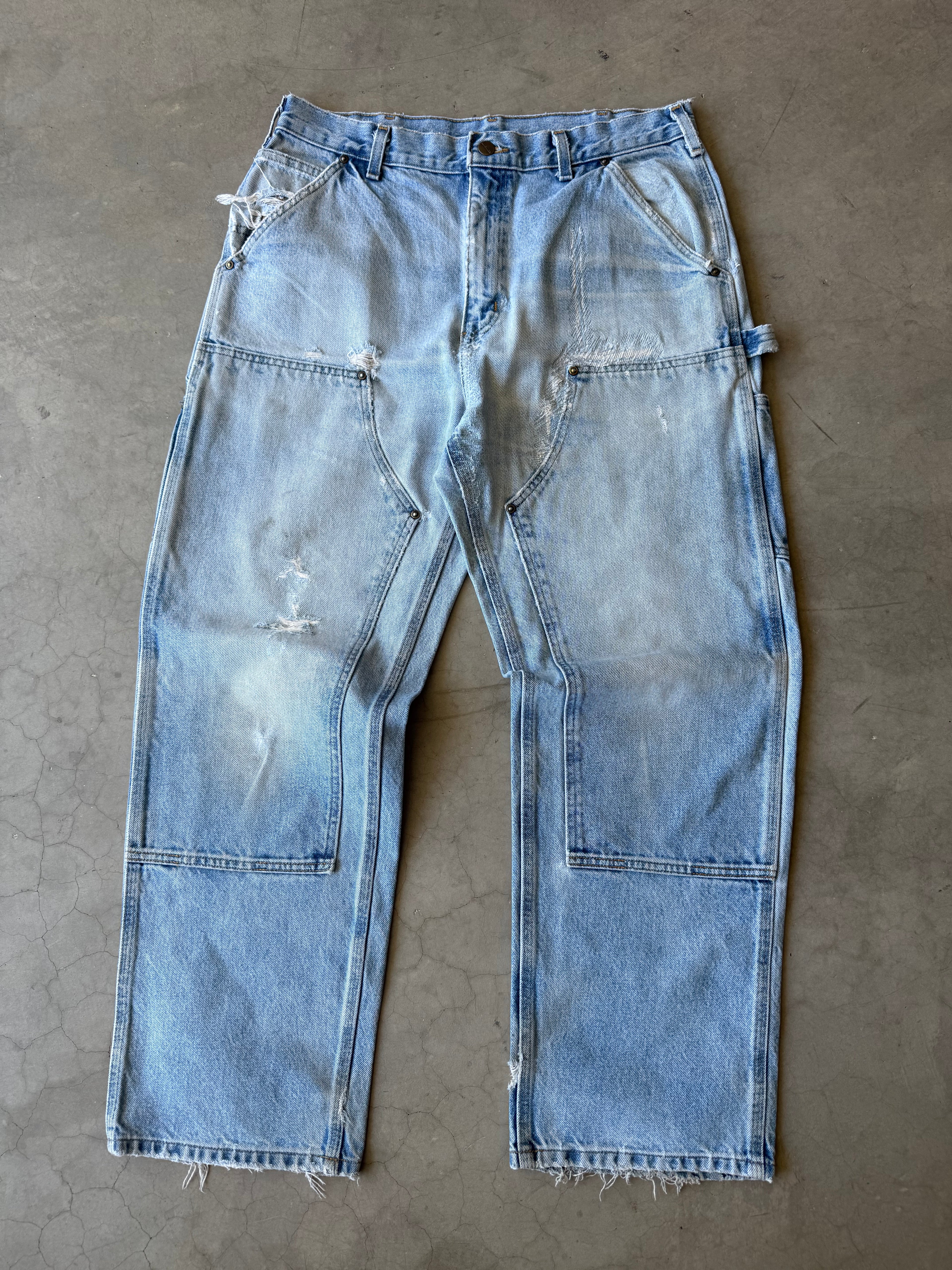 Distressed Denim Carhartt Double Knee Pants