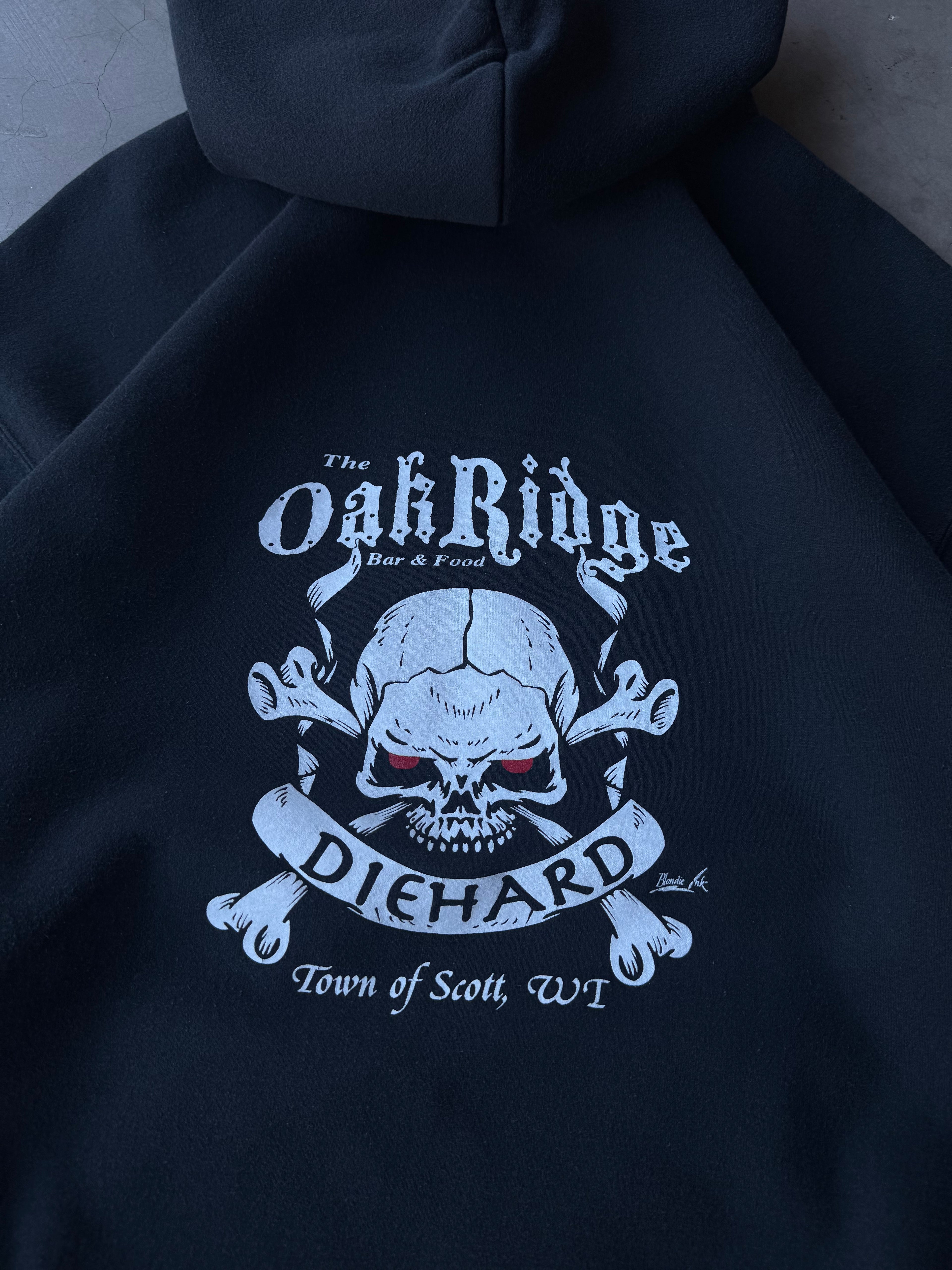 Early 2000s Die Hard Barbwire Skull Hoodie