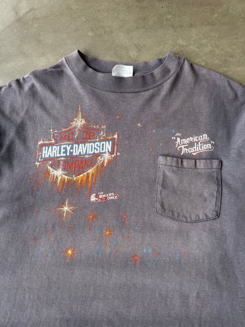 1980s Faded Harley Davidson Shield Pocket Tee(XL)