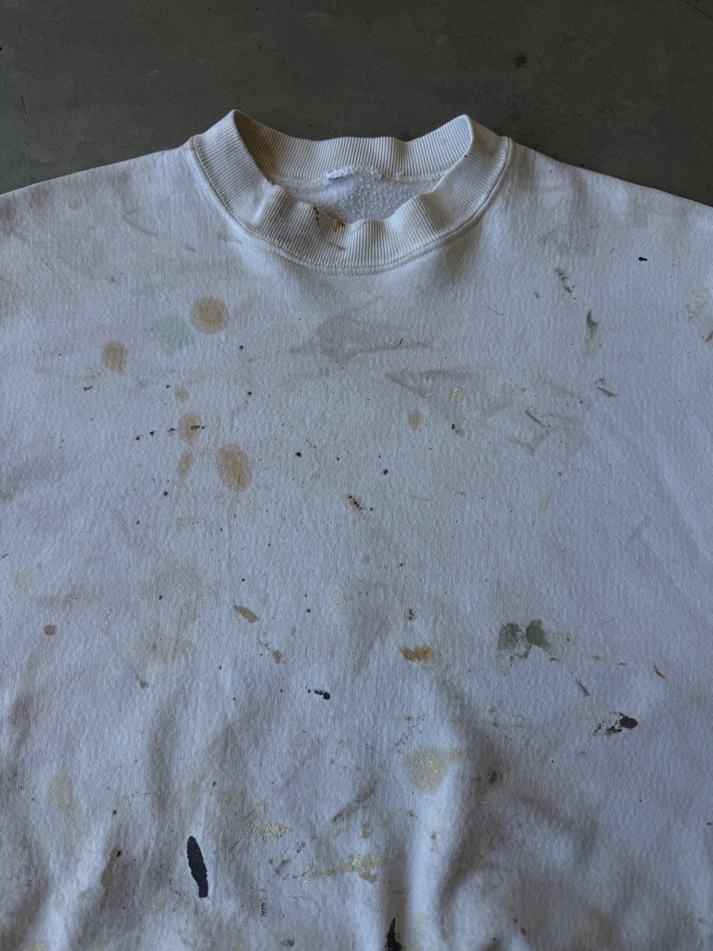 1990s Extremely Painted White Blank Sweater(S)