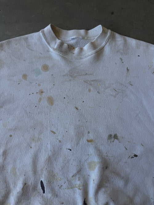 1990s Extremely Painted White Blank Sweater(S)