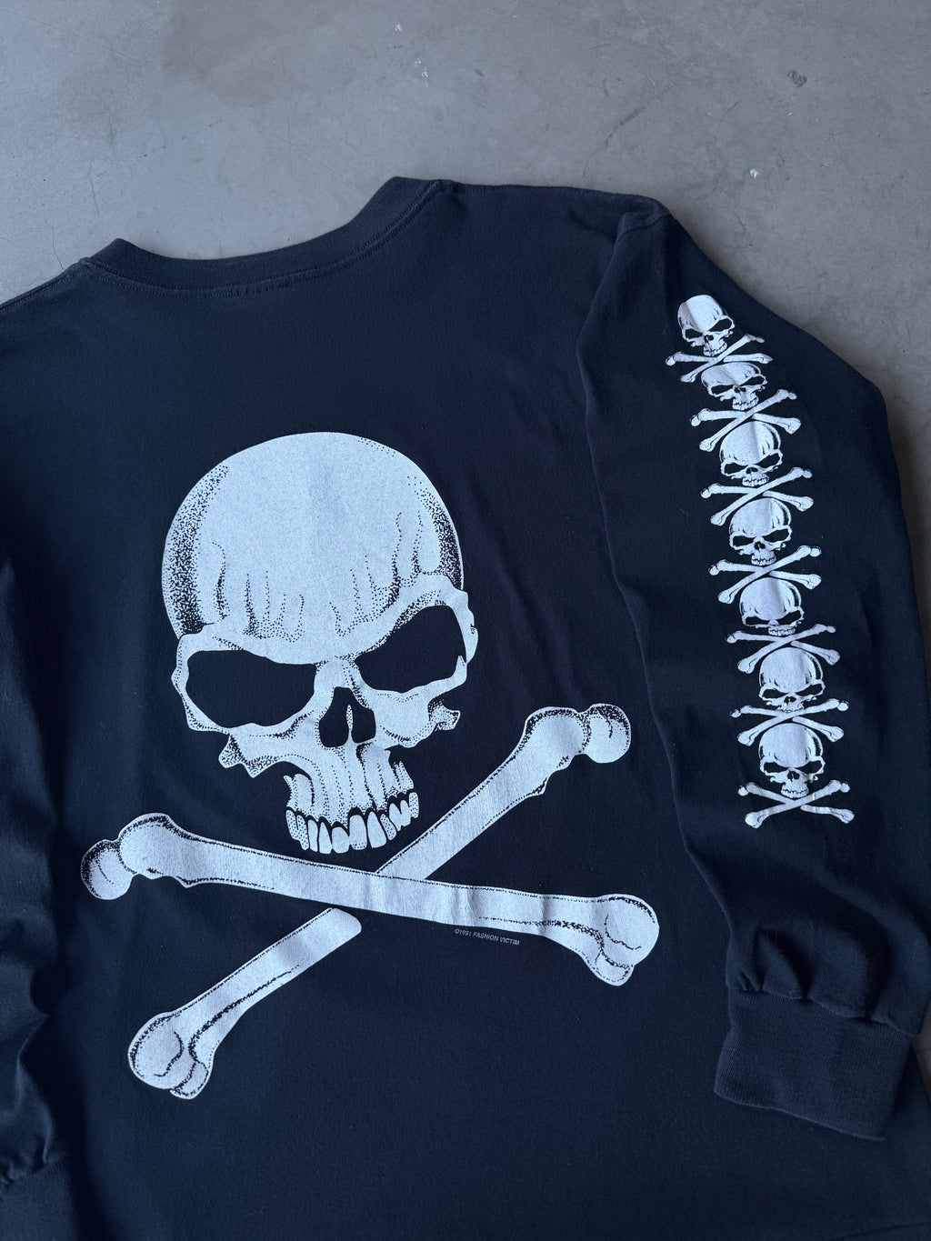 1990s Fashion Victim Skull Long Sleeve Tee(L)