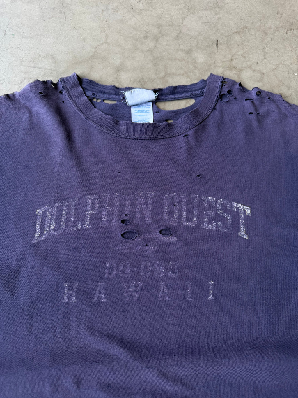 Early 2000s Extremely Distressed Dolphin Quest Tee(XL)