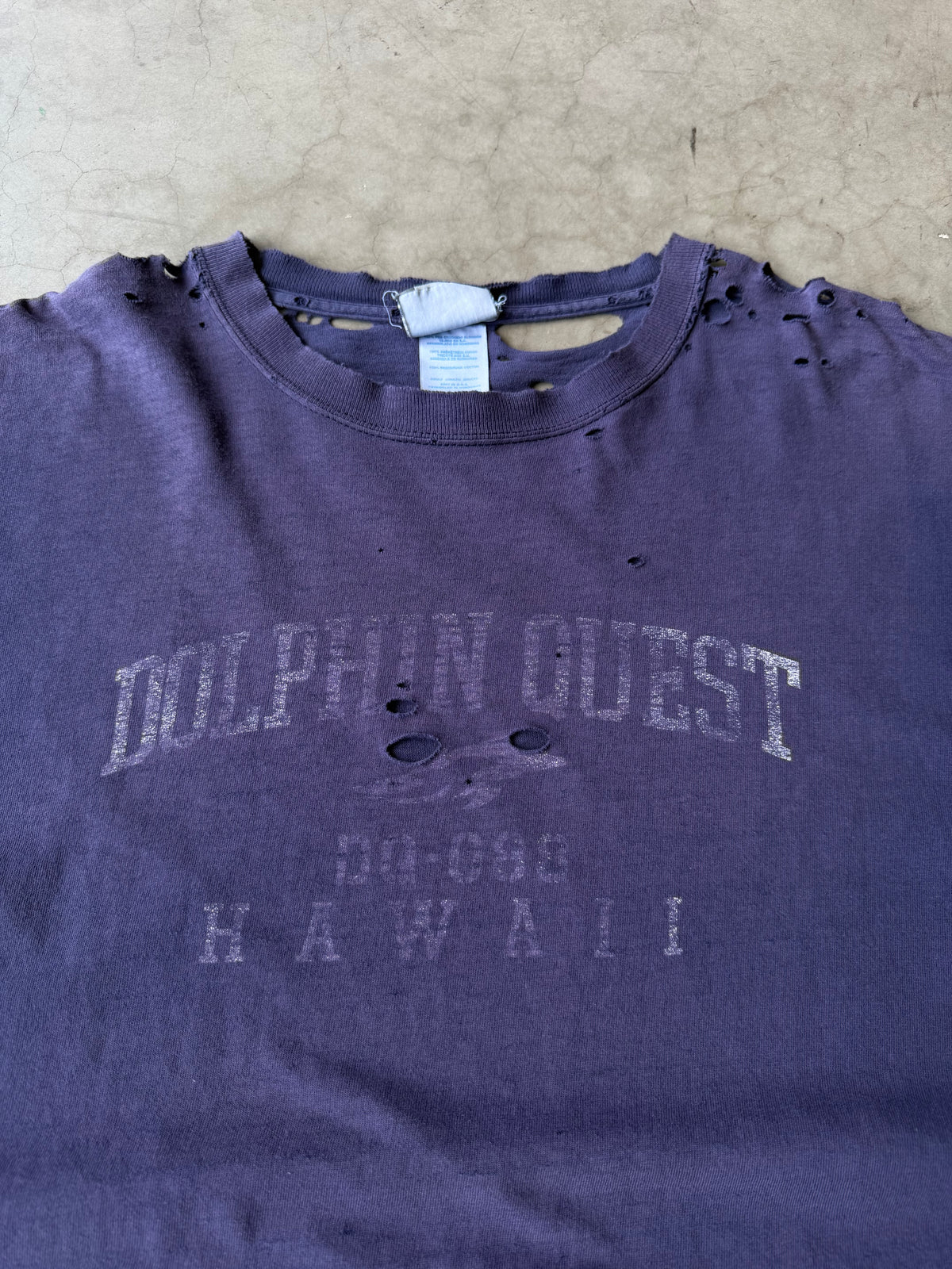 Early 2000s Extremely Distressed Dolphin Quest Tee(XL)