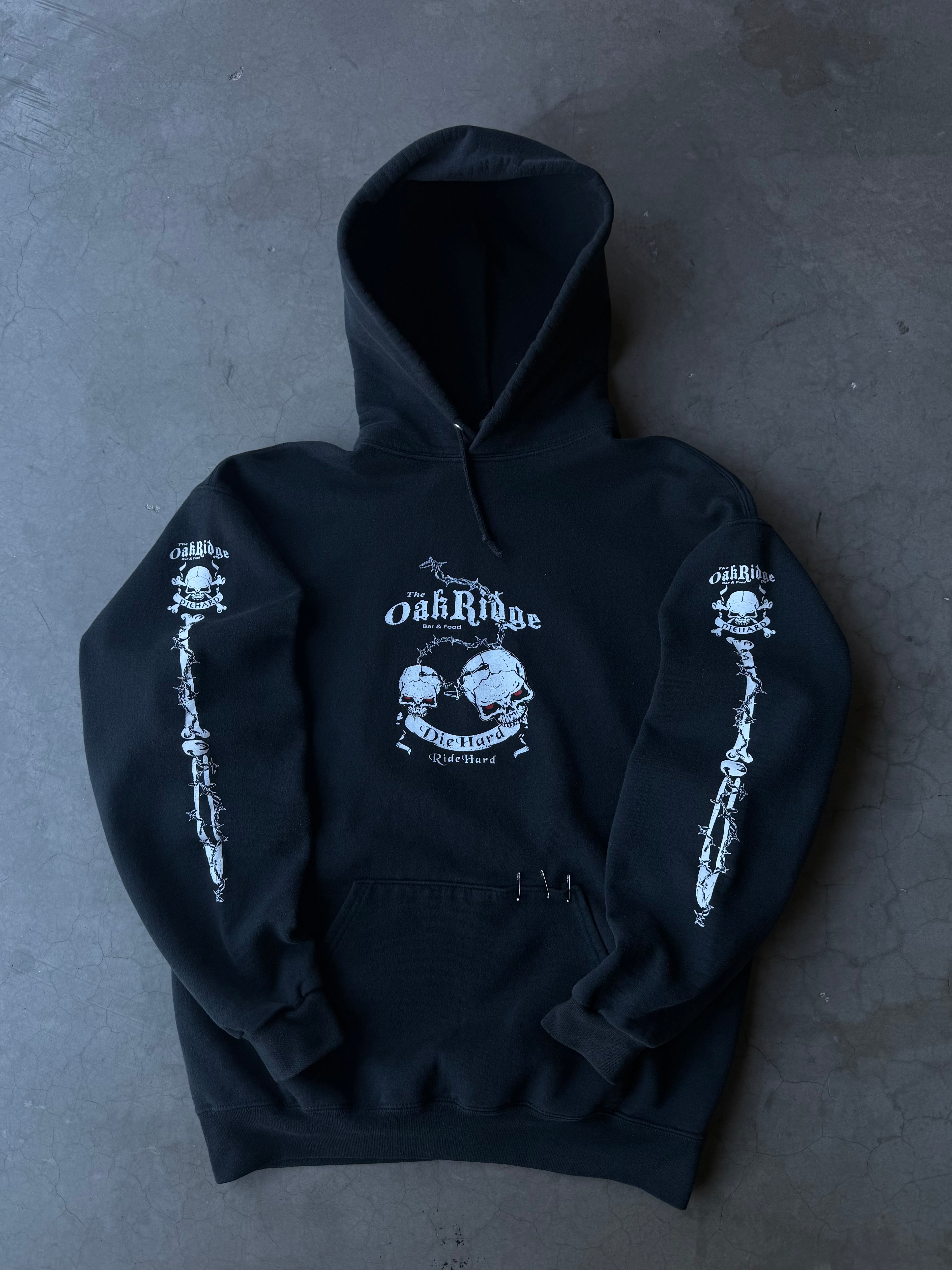 Early 2000s Die Hard Barbwire Skull Hoodie